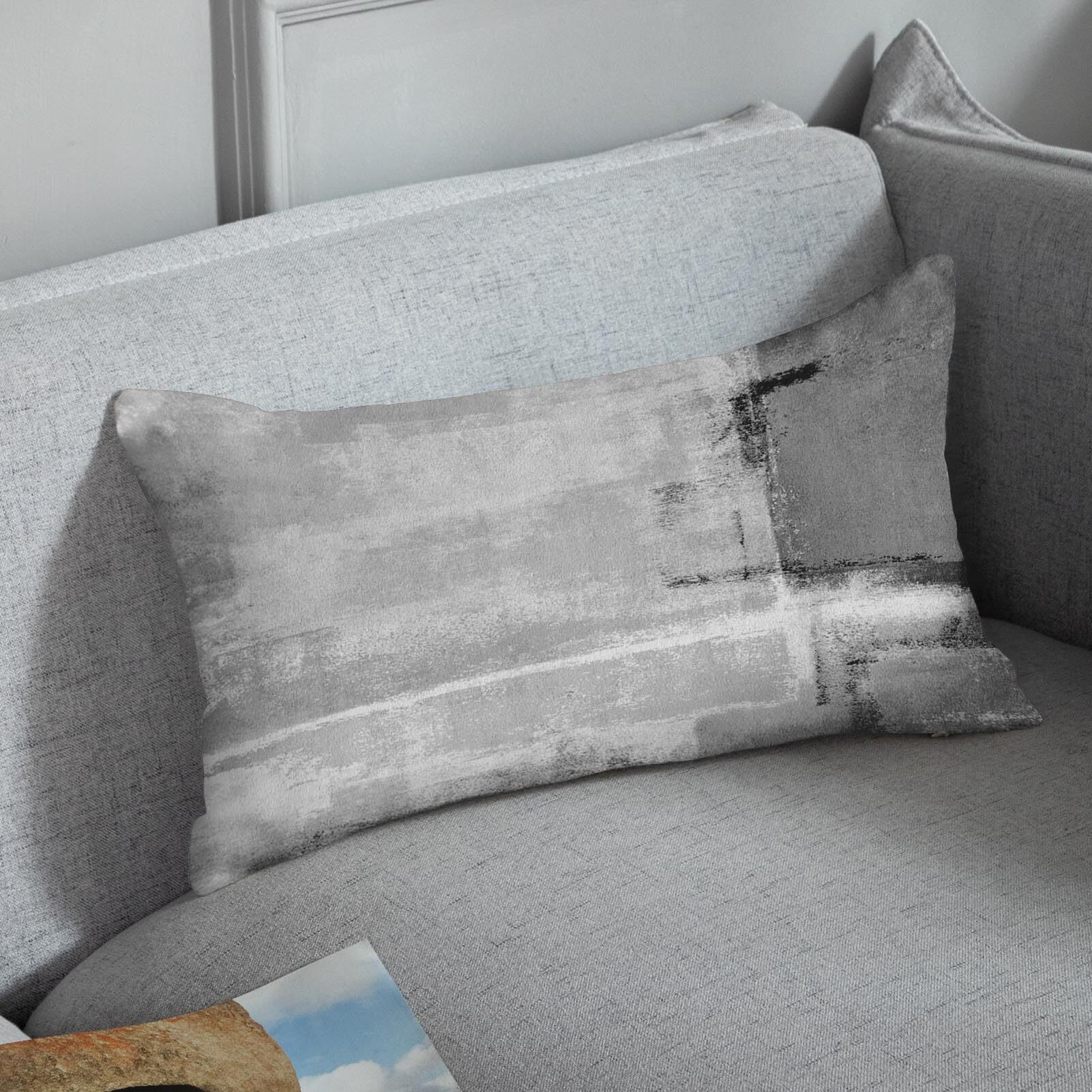 Britimes Throw Pillow Covers Modern Home Art Decor, 12 X 20 Inches Set Of 2 Abstract Oil Painting Pillowcases For Bedroom, Living Room, Cushion Couch Sofa, Abstract White Grey