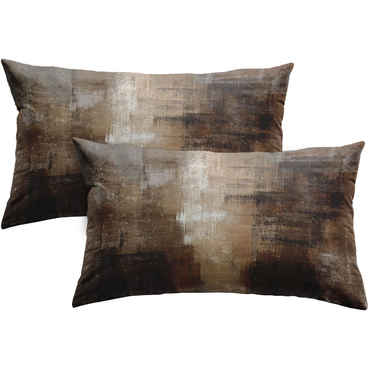 Britimes Throw Pillow Covers Modern Home Art Decor, 12 X 20 Inches Set Of 2 Abstract Oil Painting Pillowcases For Bedroom, Living Room, Cushion Couch Sofa, Brown Grey Beige
