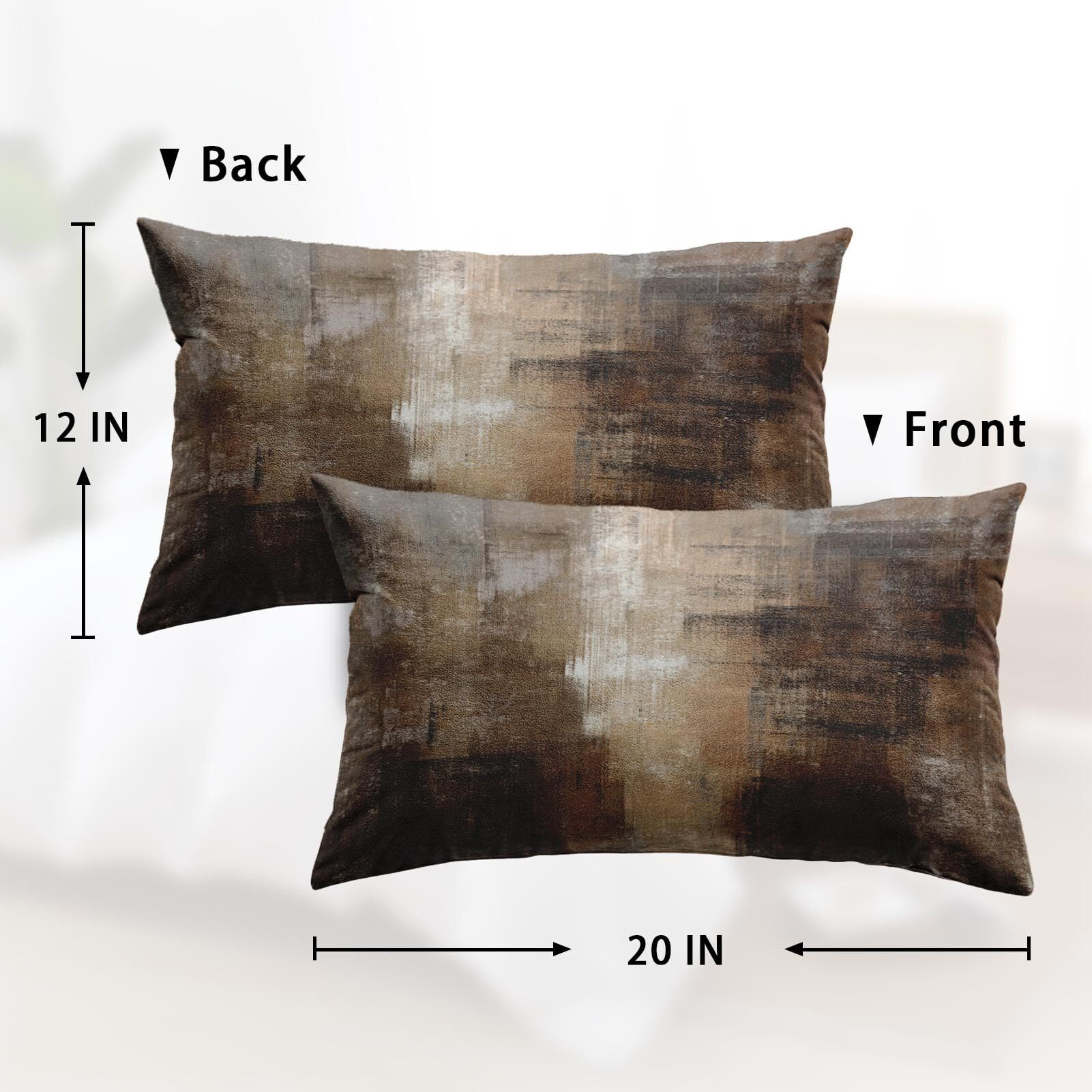 Britimes Throw Pillow Covers Modern Home Art Decor, 12 X 20 Inches Set Of 2 Abstract Oil Painting Pillowcases For Bedroom, Living Room, Cushion Couch Sofa, Brown Grey Beige