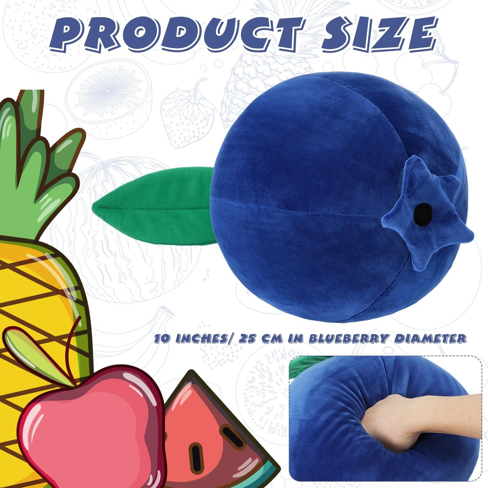 Beeveer Decorative Cute Blueberry Plush Pillow Kawaii Fruit Stuff Hugging Plushies Gift Soft Novelty Pillow Cushion Seat Decor For Kids Girl Home