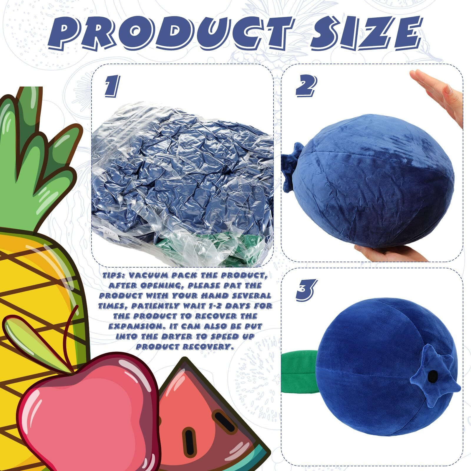 Beeveer Decorative Cute Blueberry Plush Pillow Kawaii Fruit Stuff Hugging Plushies Gift Soft Novelty Pillow Cushion Seat Decor For Kids Girl Home