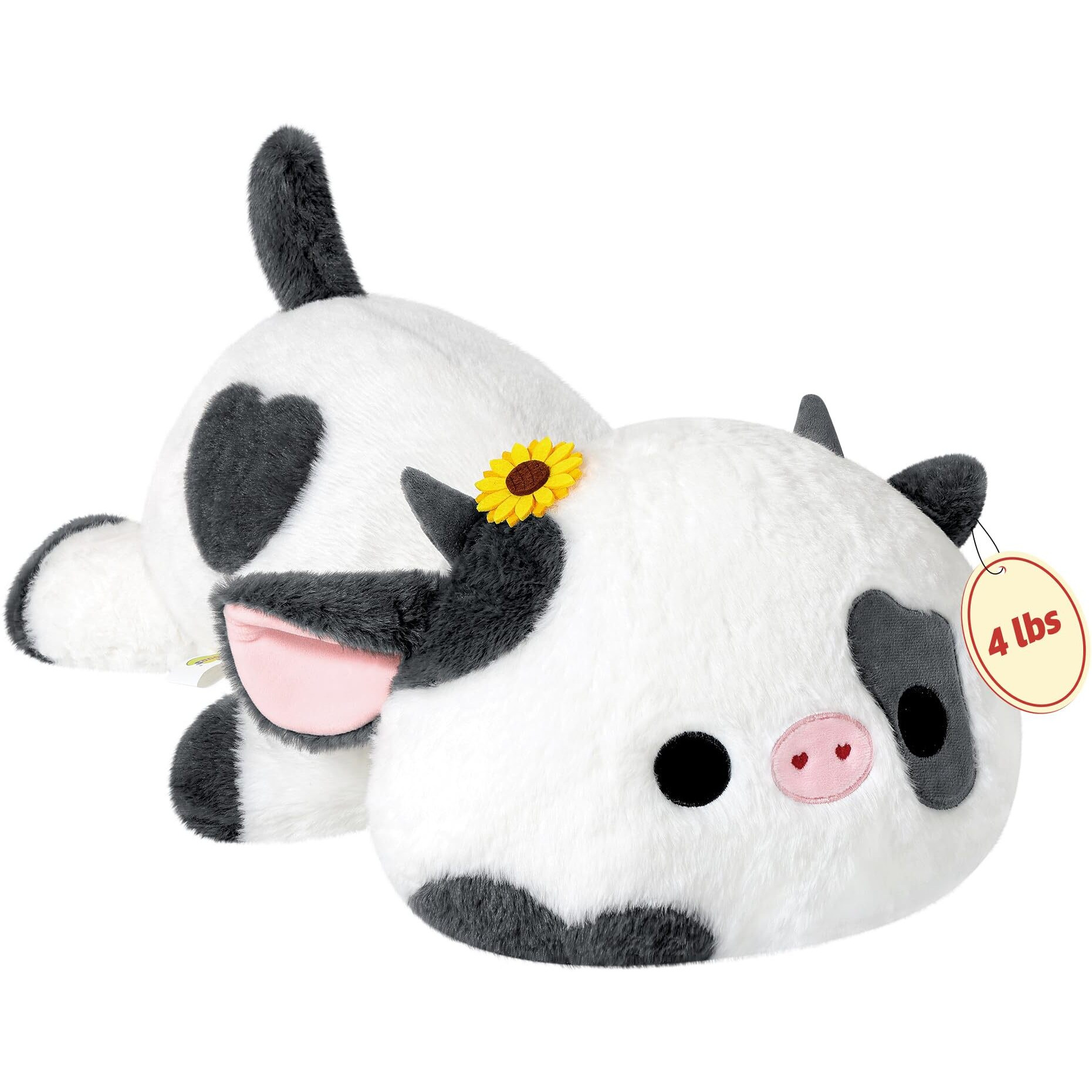 Onsoyours Original Weighted Sunflower Cow Stuffed Animals, 4.0 Lbs Weighted Plush For Stress Relief - 20"" Large Soft Cow Pillow Gifts For Kids & Adults