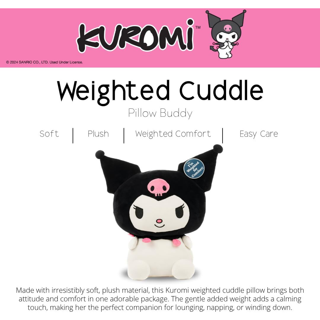 Franco Bedding Super Soft Calming 3Lb Weighted Cuddle Buddy, Comfort Pillow, Kuromi