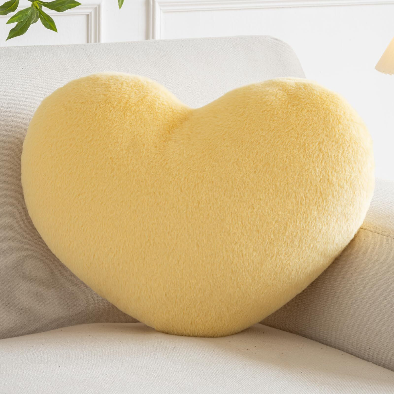 Xiashrk Heart Pillow (Yellow, Mini 12.9"&quotX9.8"")