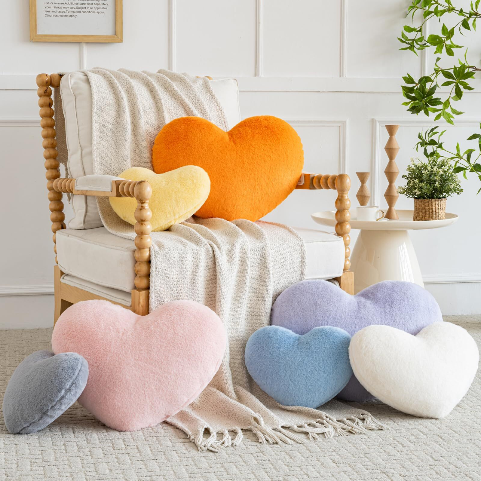 Xiashrk Heart Pillow (Yellow, Mini 12.9"&quotX9.8"")