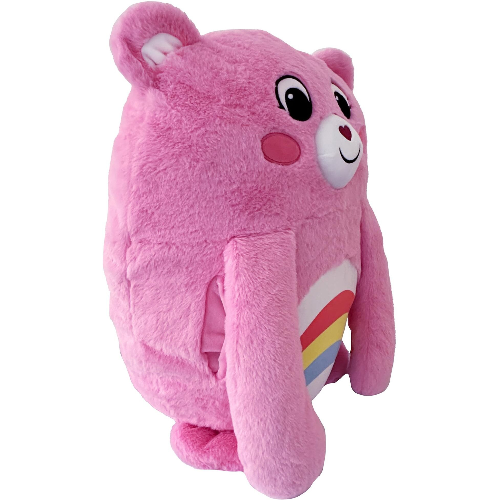 Happy Nappers Care Bears Pillow Pocket Pal - Cheer Bear - Plush Character Pillow Case, Animal Cover W/Weighted Paws, Soft Huggable Companion, Kids
