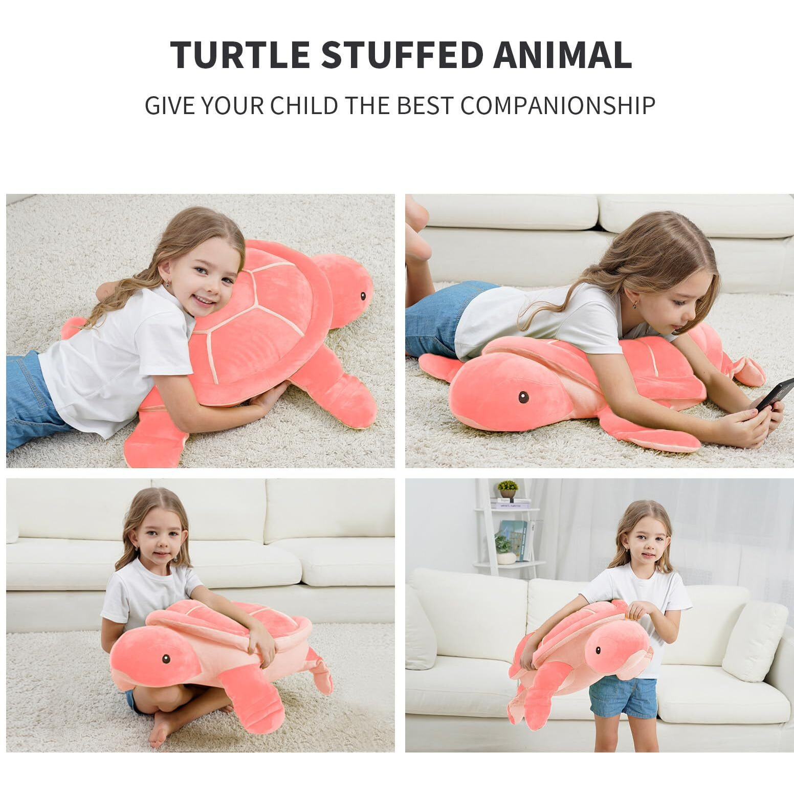Dalmao 28"" Soft Plush Sea Turtle Stuffed Animals Plush Pillow Toys, Large Turtles Plushies,Gift For Kids Boys Girls, Birthday-Pink