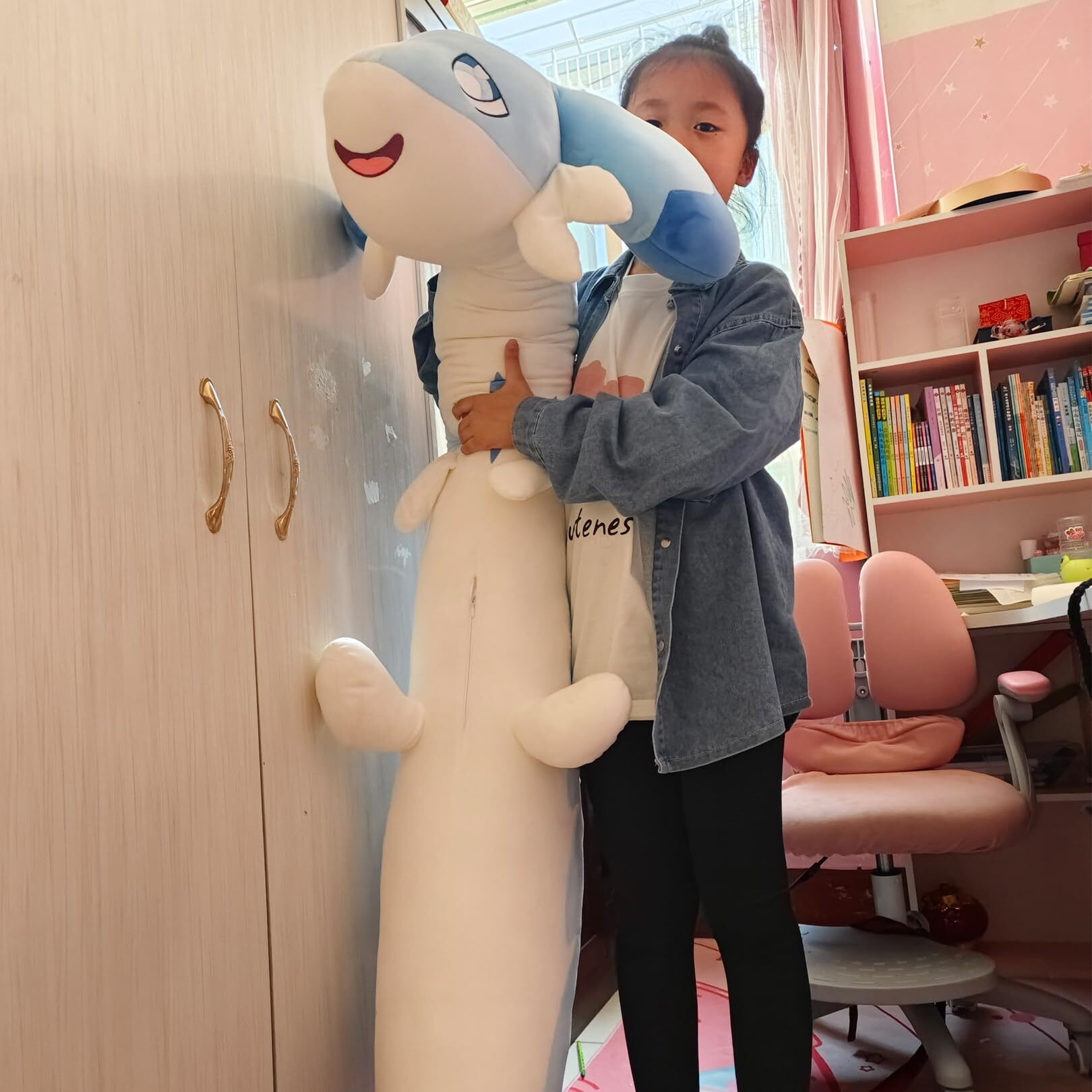 Mottledi Oversized Chillet Plush Toy 47 Inch Chillet Floppy Dolls Sleeping Hugging Pillow Giant Stuffed Animal Gifts For Kids Christmas Birthday (Pink Chillet 47 Inch)