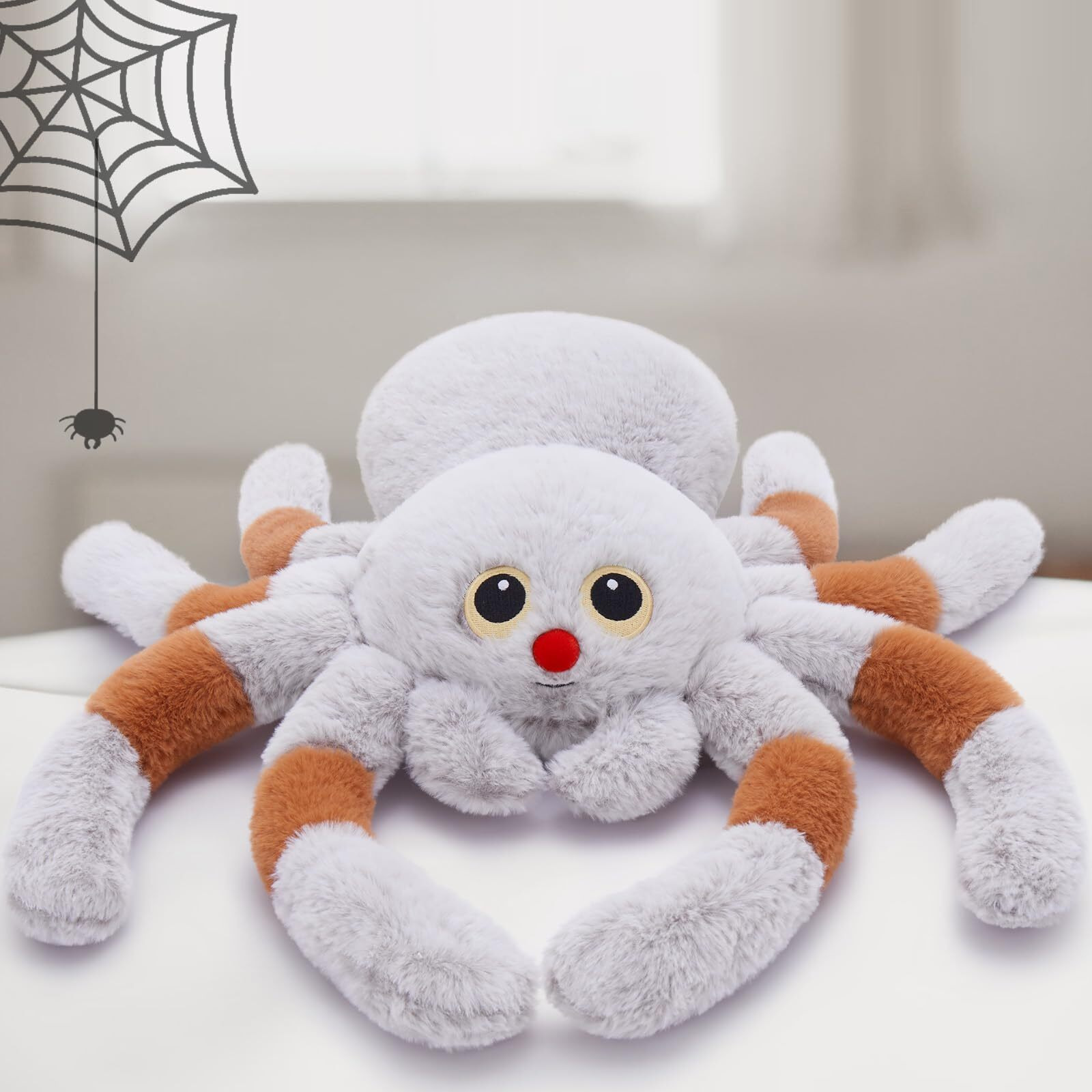 Maogolan Giant Spider Plush Toy For Kids Spider Shaped Throw Pillow, 20 Inch Big Tarantula Stuffed Animal Cushion Pillow For Girls Boys, Party Decorations, Prank Props