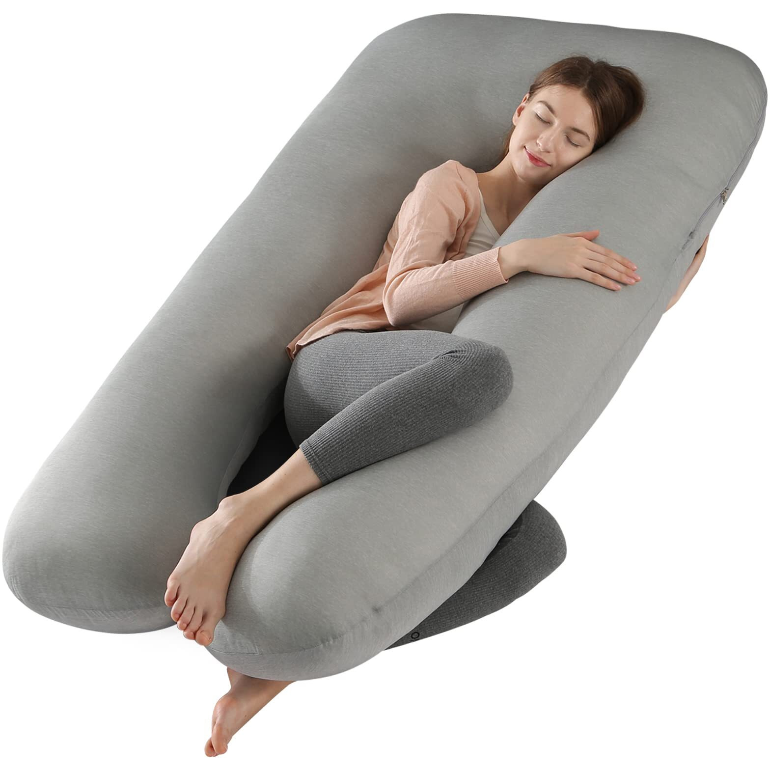 Amagoing Cooling Pregnancy Pillow For Sleeping, 55 Inch U Shaped Full Body Maternity Pillow Support For Back, Hip, Belly, Legs For Pregnant Women, Removable Cooling Cover, Pregnant Women Must Have