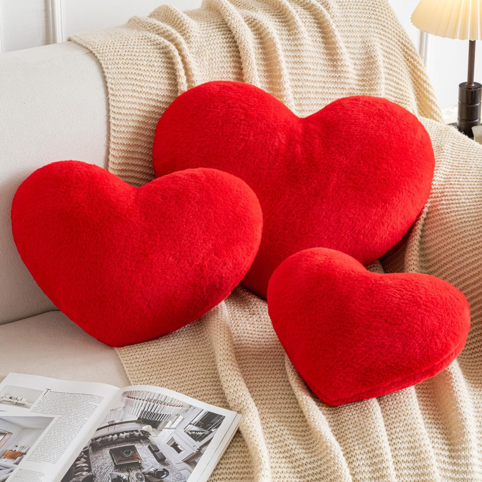 Xiashrk Heart Pillow (Red, Large 19.6"&quotX15.7"")