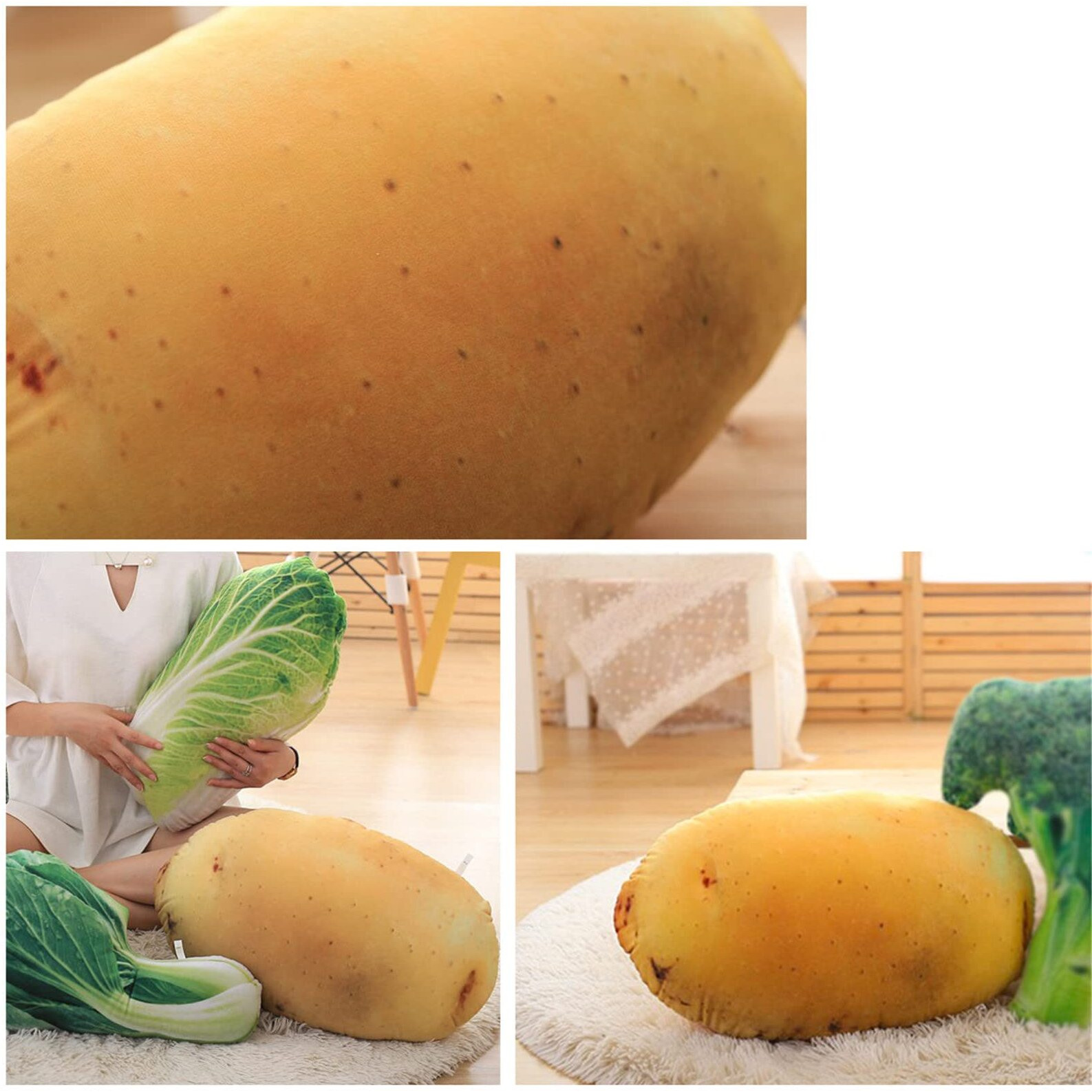Askinds 3D Potato Plush Pillow, 19.5"" Plush Stuffed Toy Sofa Bed Decorative Vegetables Throw Pillow(Big Size)