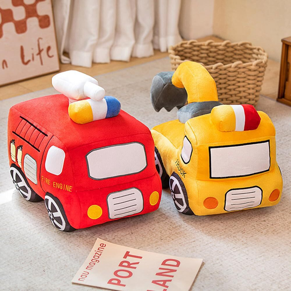 Xiyuan Red School Bus Plush Toy Car Cute Cartoon Pillow Stuffed Van Car Cushion Plush Car Gift Cushion Children's Birthday Party Gift (11X7X6Inch)