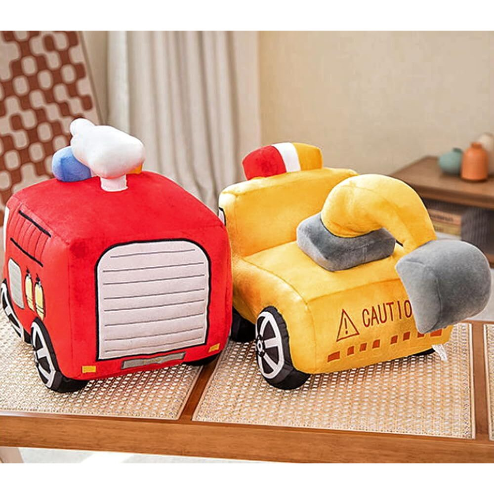Xiyuan Red School Bus Plush Toy Car Cute Cartoon Pillow Stuffed Van Car Cushion Plush Car Gift Cushion Children's Birthday Party Gift (11X7X6Inch)
