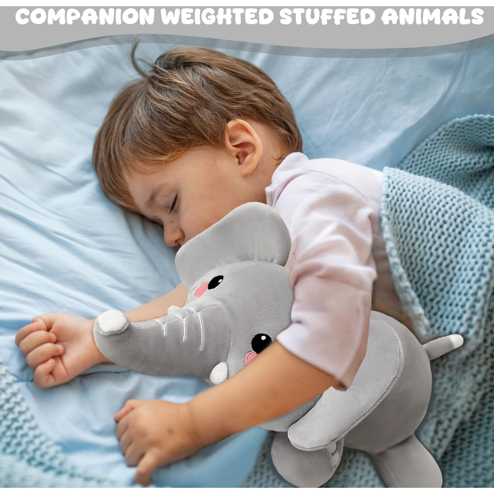 Toysym Weighted Stuffed Animals, 1.6 Lbs Elephant Stuffed Animal With Weighted Beads, Cute Plush Toy Pillow Gifts For Adults Kids Boys Girls