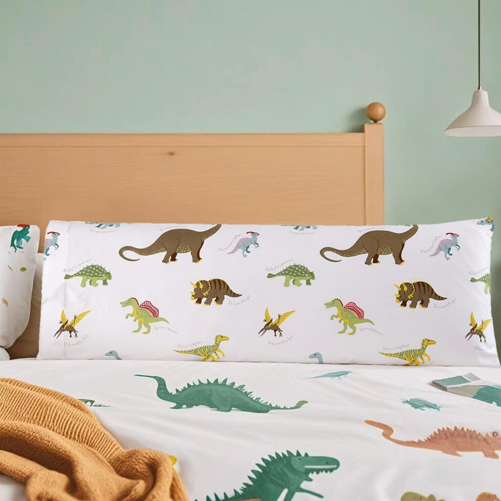 Mag 1Pcs Dinosaur Body Pillowcase,Dinosaur Pillowcase,Based White,Soft Microfiber, For Kids, Toddler,Teens Boys And Girls.
