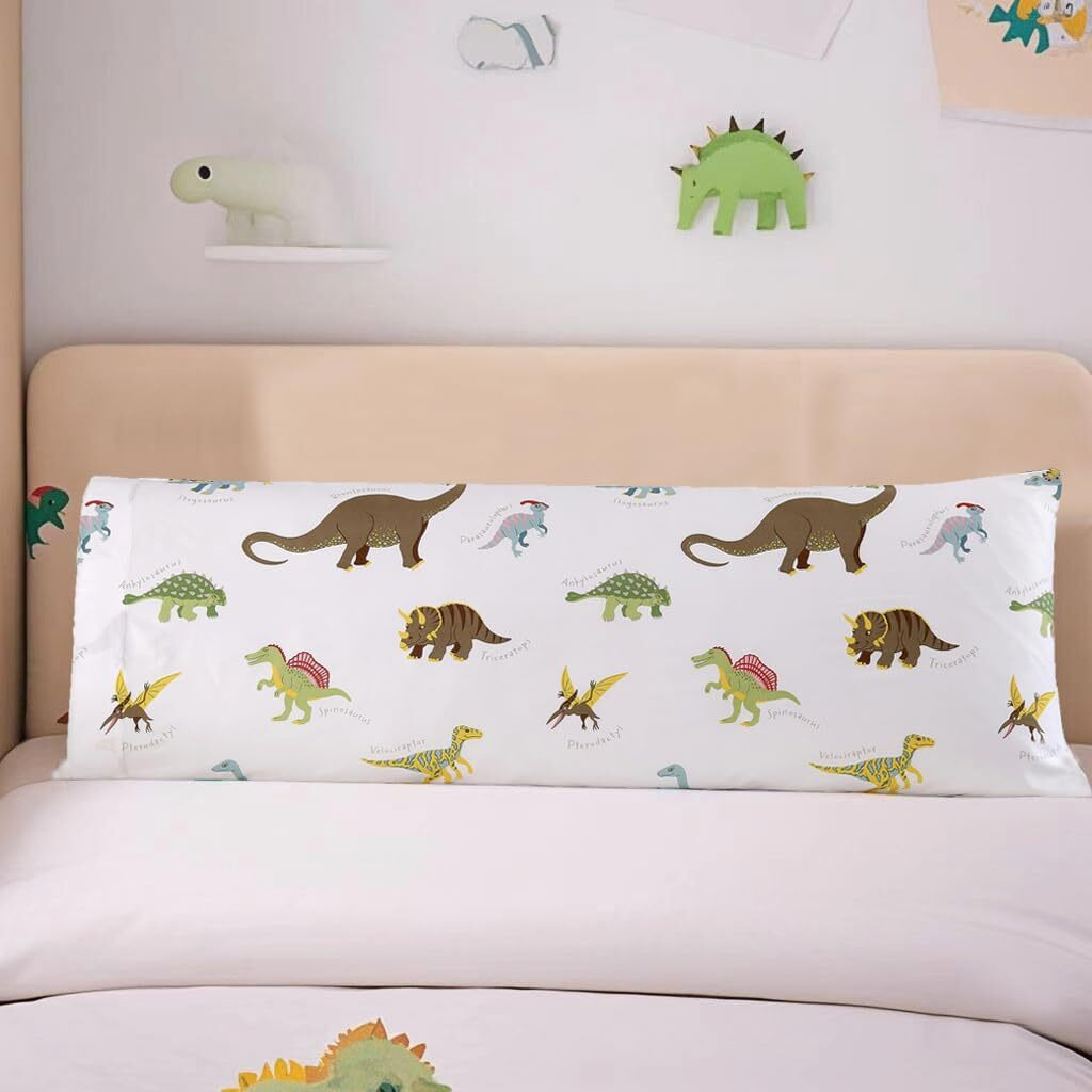 Mag 1Pcs Dinosaur Body Pillowcase,Dinosaur Pillowcase,Based White,Soft Microfiber, For Kids, Toddler,Teens Boys And Girls.