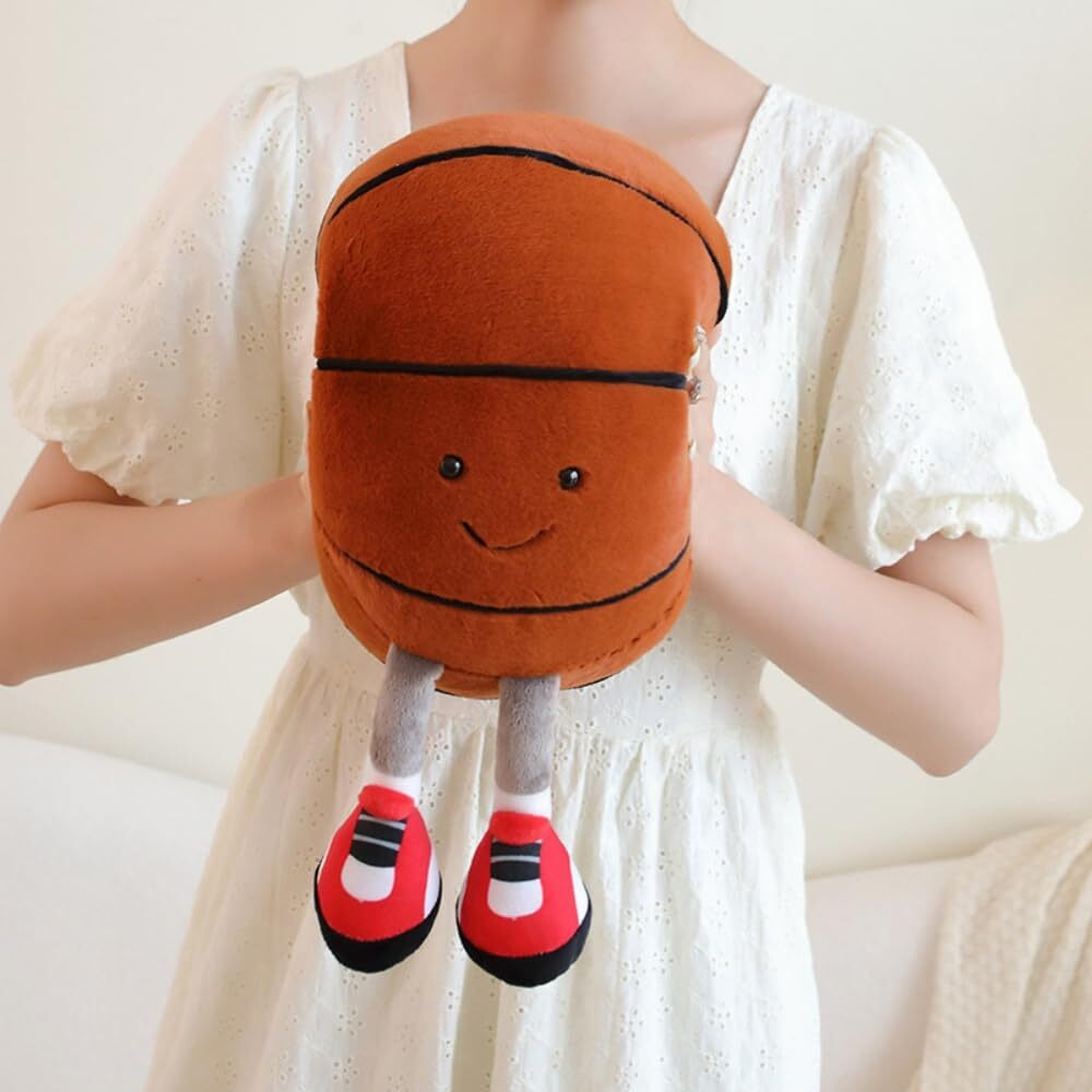 Xshelley12 Inch Footbal/Basketball Plush Toys Pillow,Stuffed Sports Balls Plush Toys,Creative Basketball/Football Plush Doll,Spherical Soft Cushionkids Gift (Basketball)