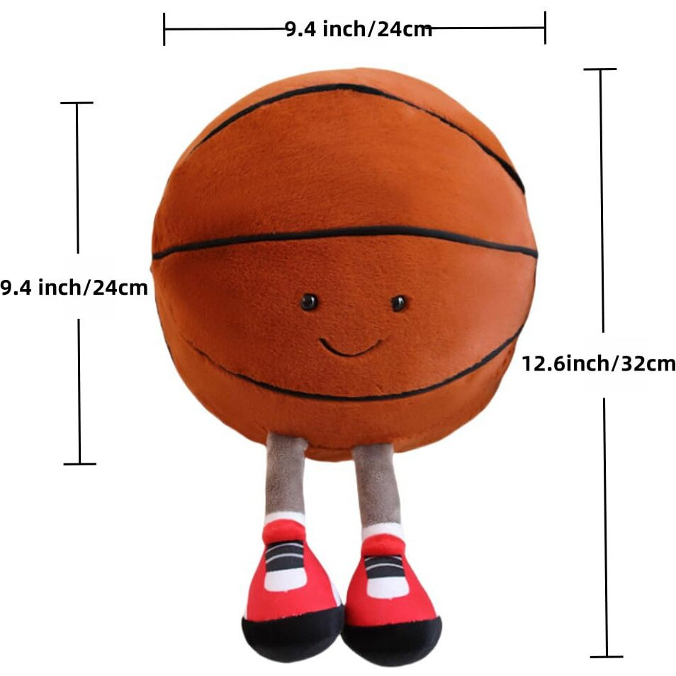 Xshelley12 Inch Footbal/Basketball Plush Toys Pillow,Stuffed Sports Balls Plush Toys,Creative Basketball/Football Plush Doll,Spherical Soft Cushionkids Gift (Basketball)