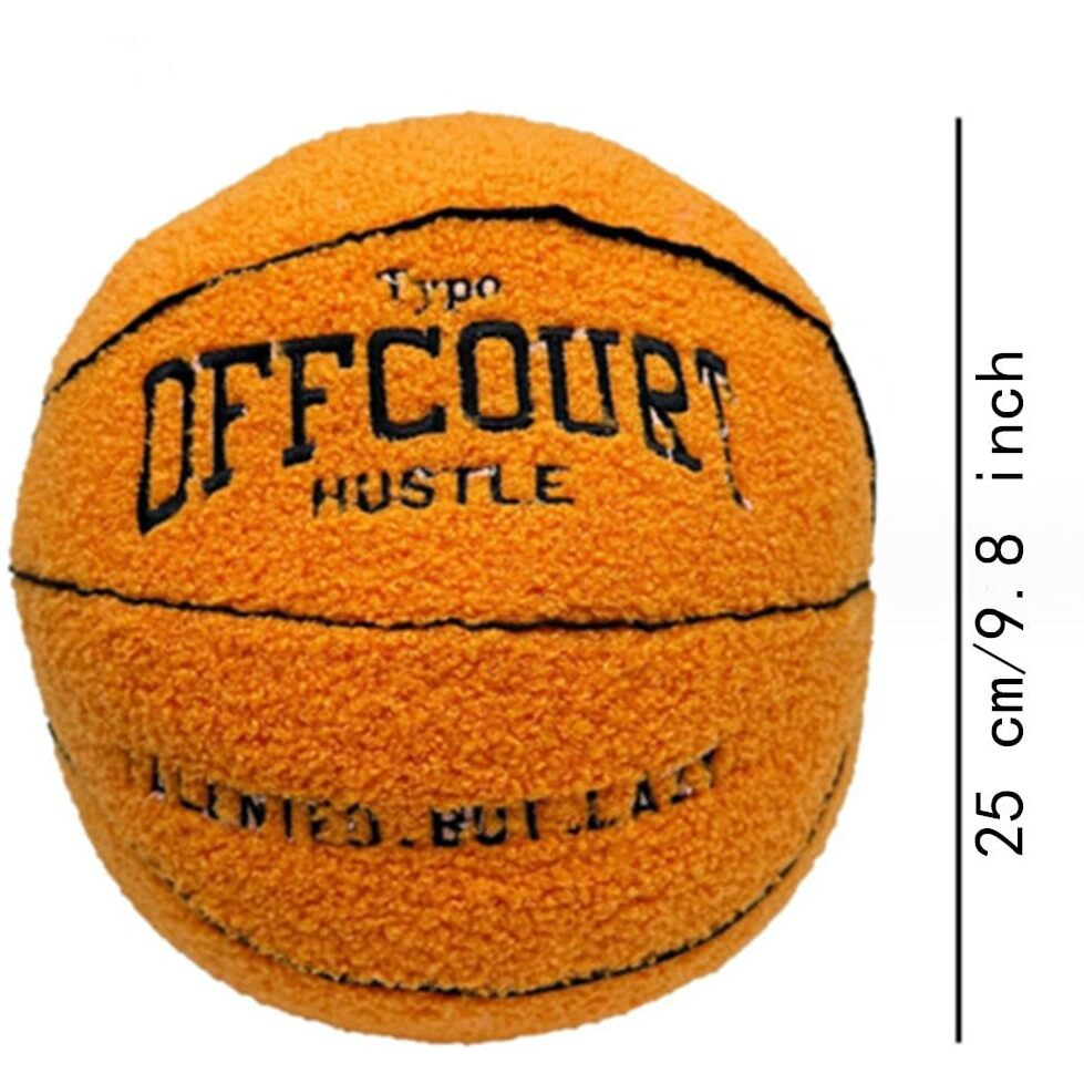 Oukeyi 9.8""/25Cm Offcourt Basketball Plush Toy, Soft Basketball Plush Pillow Stuffed Basketball Plush Toy Sofa Ball Pillow Household Stuffed Ball For Fans Boys And Girls All Of Age (Orange)