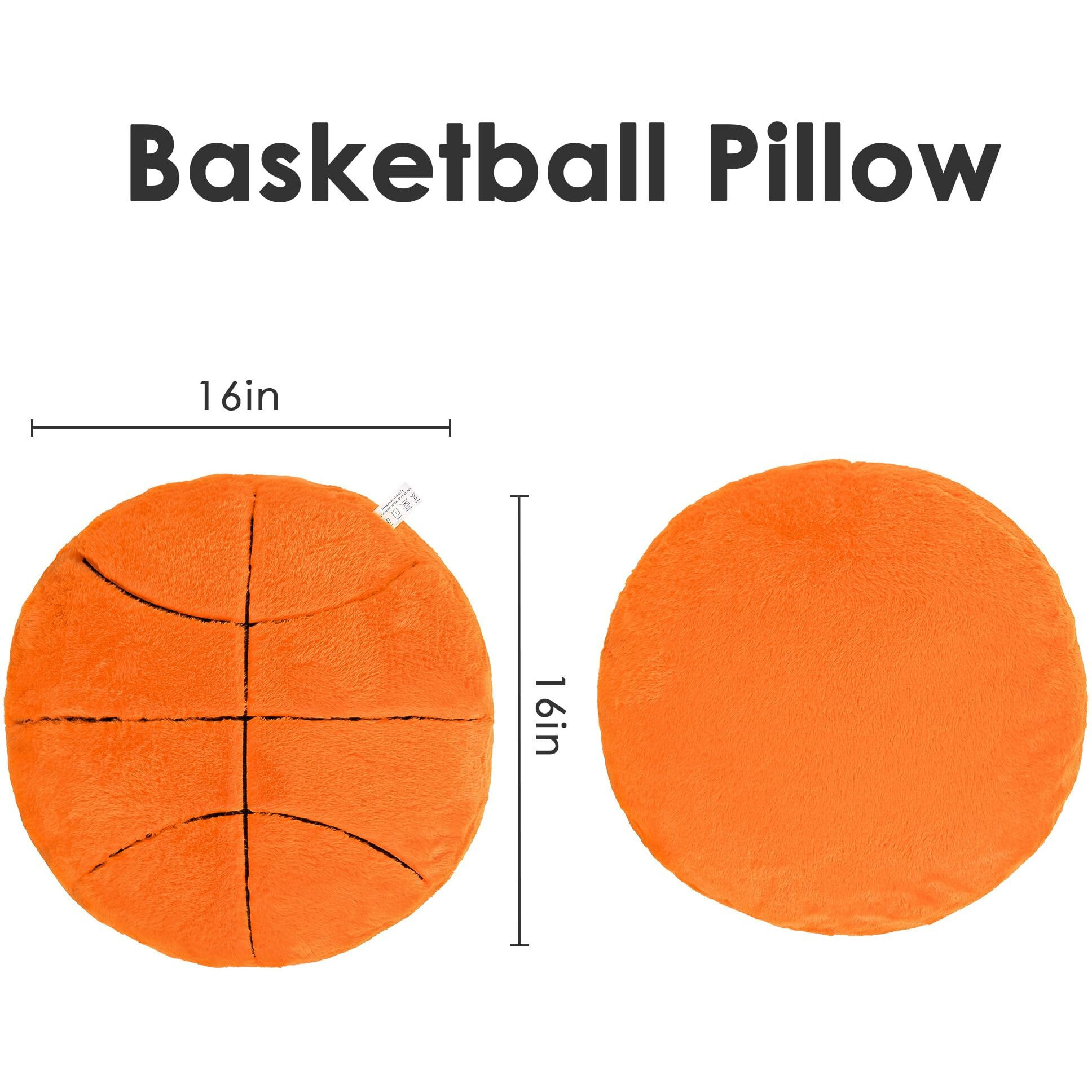 Wepop 18In Fluffy Basketball Plush Pillow, Soft Basketball Pillows, Sports Ball Plush Pillow Stuffed Toy Room Decoration And Gifts For Kids, Boys, Girls, Basketball Fans