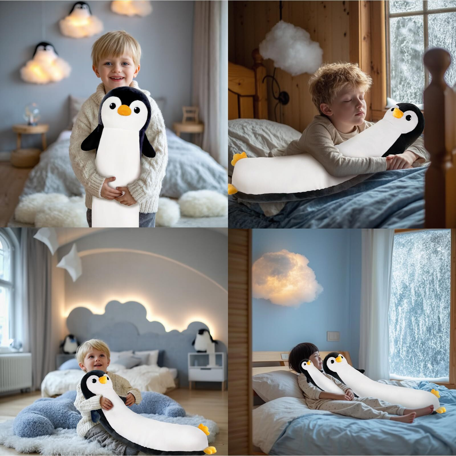 Yuncol Penguin Plush,43.3 Inch Penguin Stuffed Animal, Long Penguin Plushies Body Pillow, Kawaii Penguin Plush Toy Gift For Girls Boys