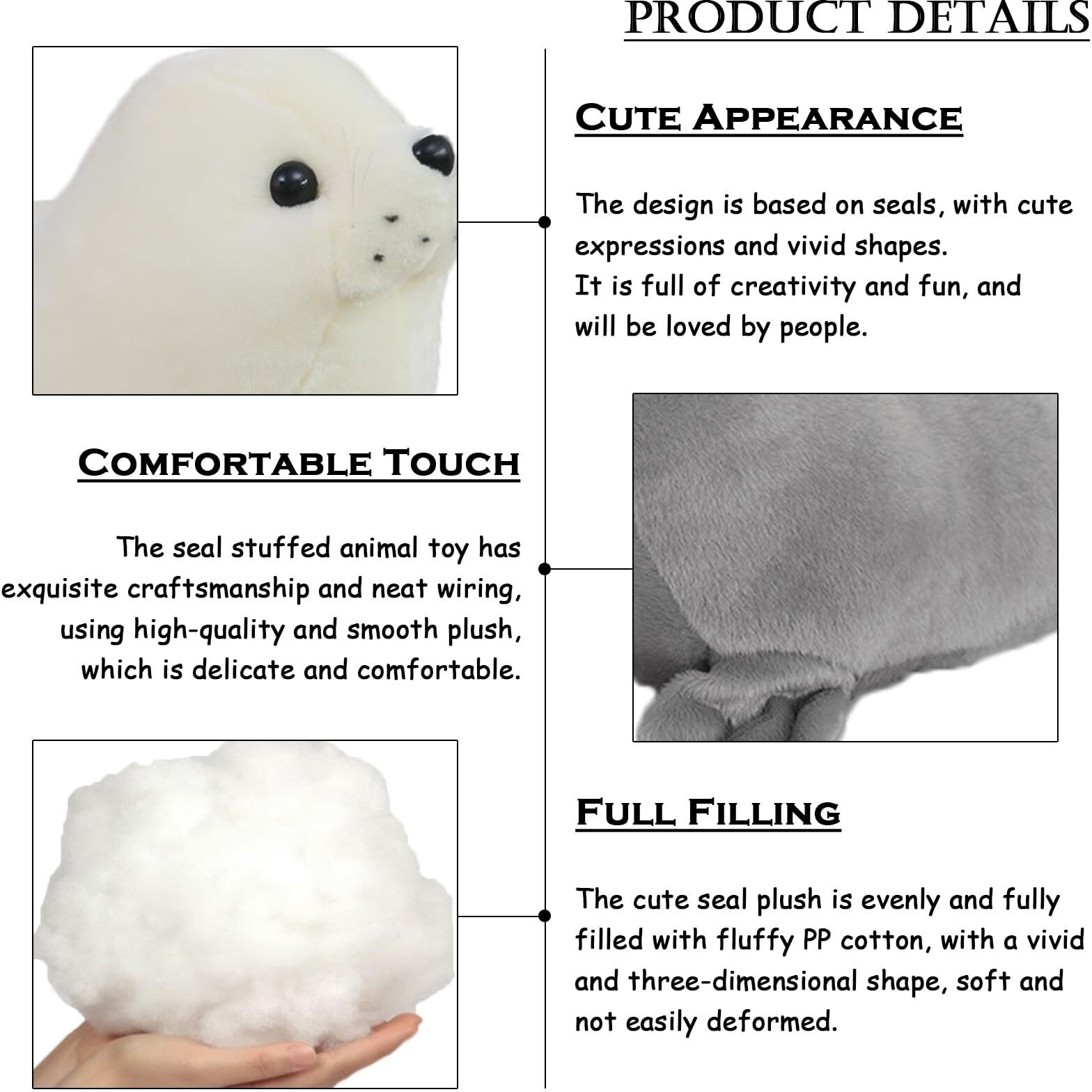 Zhidiloveyou 2Pcs 9"" Seal Plush Stuffed Animal Cute Seal Toy Pillow Kawaii Doll Gifts For Kids