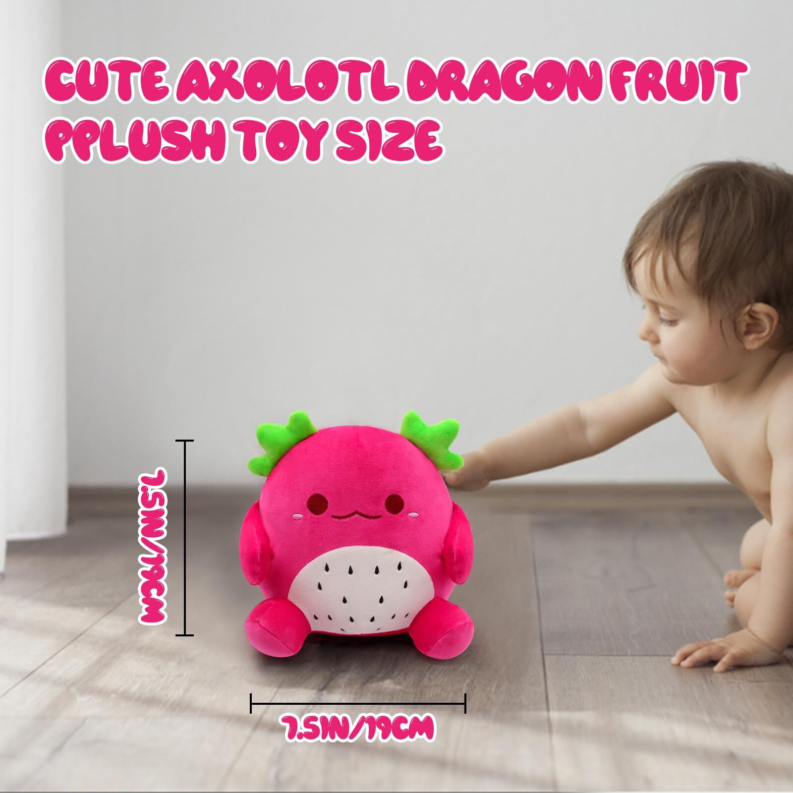 Bekrgwiy Axolotl Stuffed Animal With Red Pitaya Design,8 In Salamander Plushie Doll Toy,Dragon Pearl Fruit Plushie,Kawaii Axolotl Plush Pillow,Gift For Kids Boys Girls