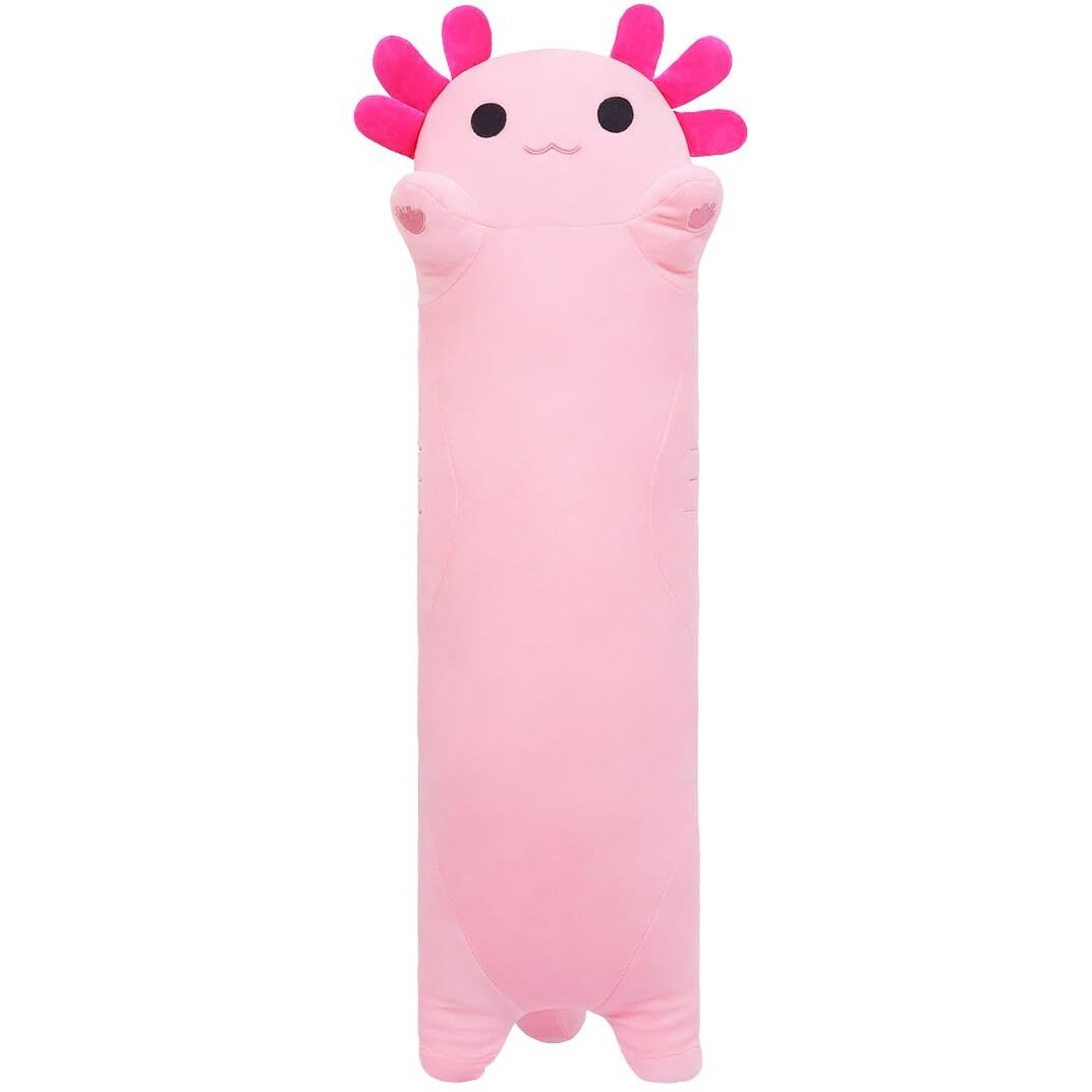 Sausudols 19.6    Long Axolotl Plush Body Pillow - Cute Stuffed Animal, Soft Cuddly Plush Toy, Ideal Gift For Family, Friends & Kids Pink