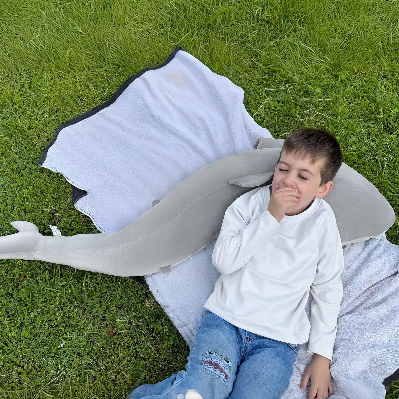 Beniny 48"" Giant Shark Stuffed Animal, Large Squishy Shark Plush Pillow, Long Life Size Ocean Plushies Toy Gifts For Kids Girls Boys