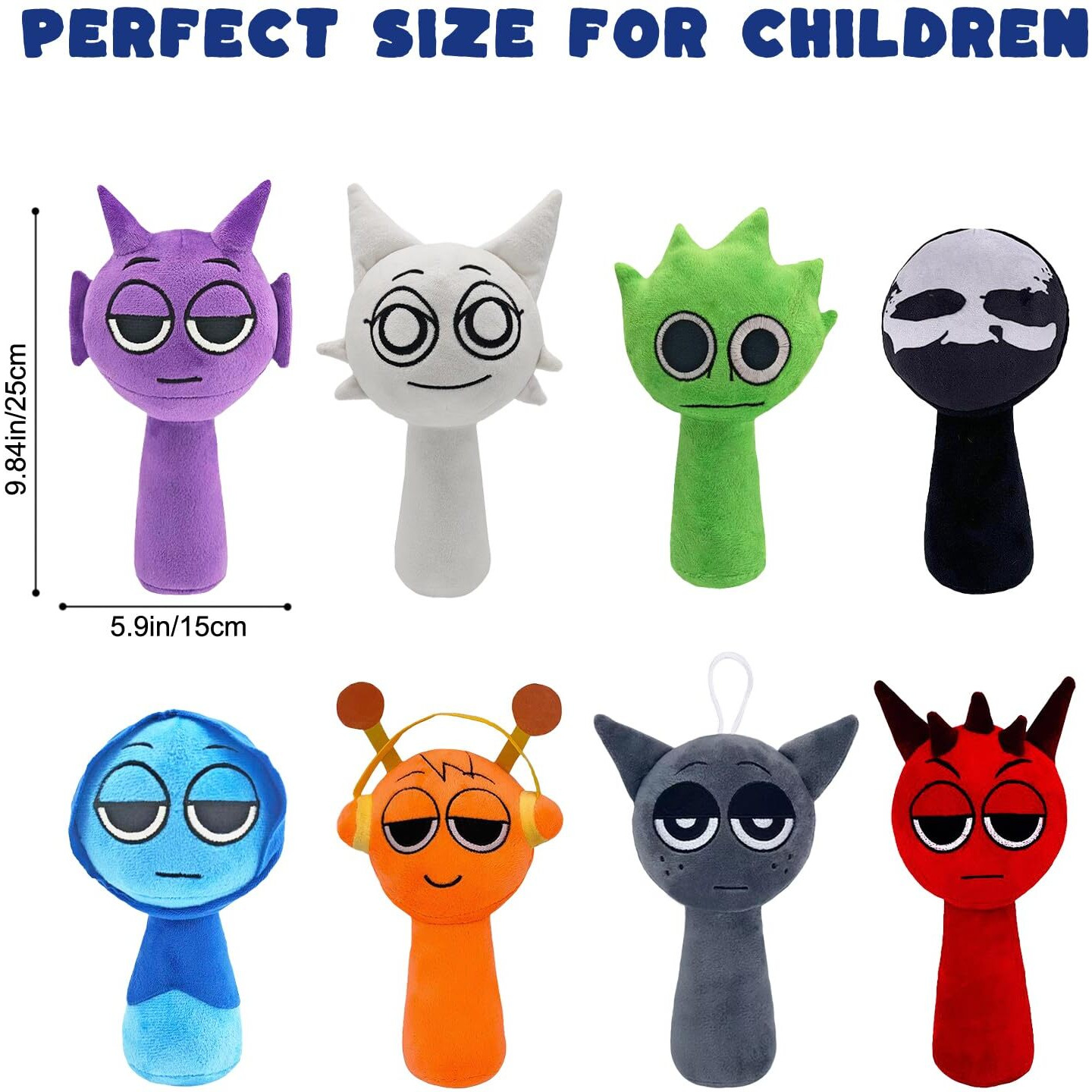 Partyage Sprunki Plush, Gray Wenda Sprunki Plushies Cute Stuffed Animals Pillow Plush Figure Sprunky Toys Doll Fun Gifts For Kids Adult Playtime Christmas Birthday 2 Pcs