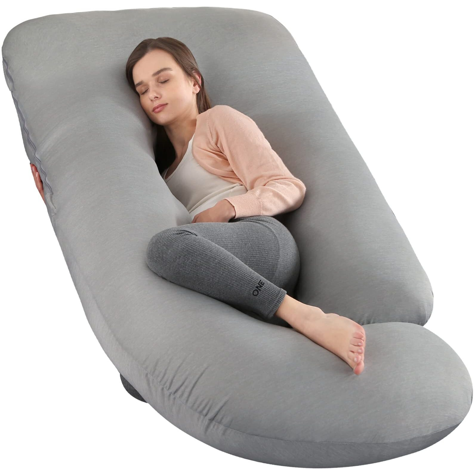 Elover Pregnancy Pillows,U-Shape Full Body Pillow Cooling Cover Dark Grey Pregnancy Pillows For Sleeping Body For Adults,Maternity Pillow (Cooling Material,Haze Grey)