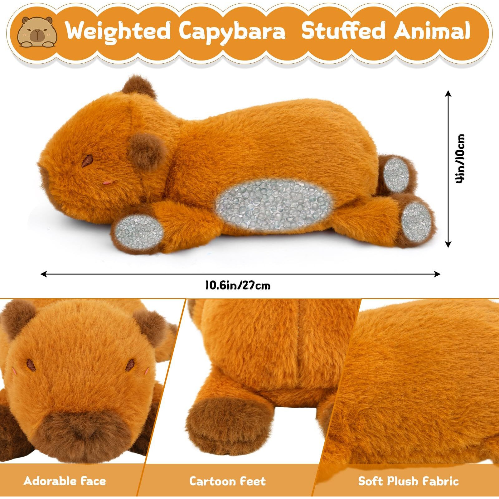 Leokawin Weighted Capybara Plush,10 Inch Weighted Stuffed Animals For Kids,Cute Stuffed Animal Capybara Plush Pillow,Soft Small Capybara Weighted Plushie Toys Gifts For Kids Boys Girls