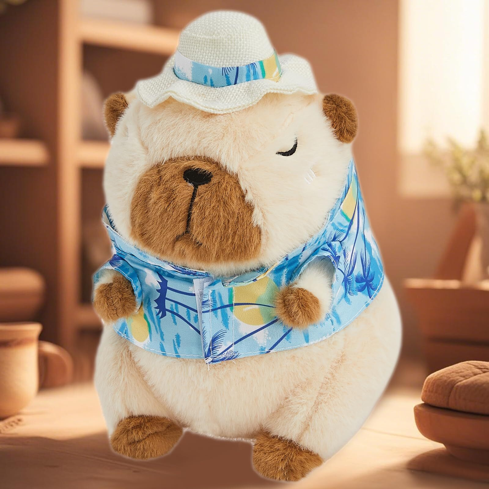 Ghtmony Capybara Plush Toy- Adorable 10'' Capybara Stuffed Animal For Kids And Boys- Soft And Cute Capibara Plushie Pillow Doll Gift (Blue)