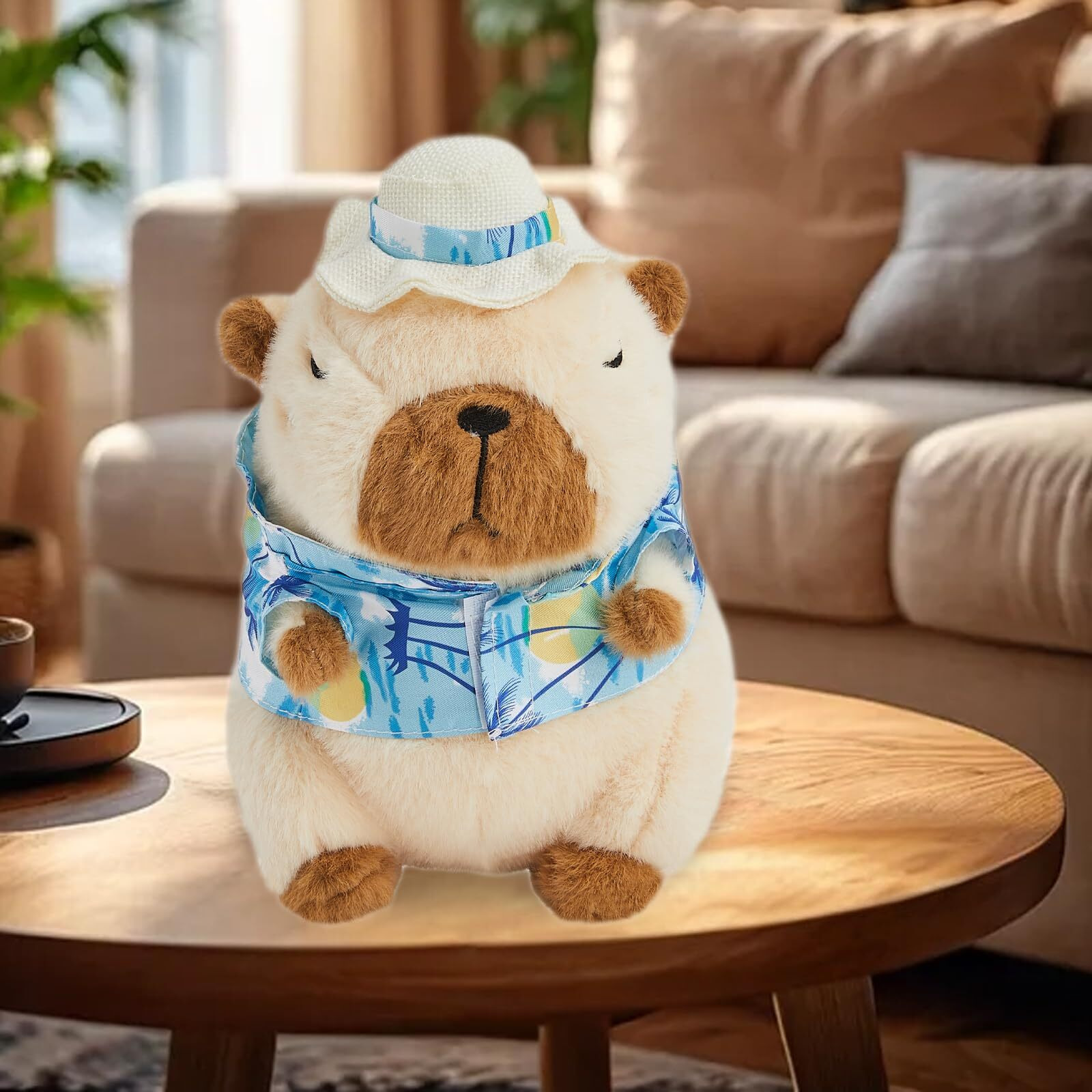 Ghtmony Capybara Plush Toy- Adorable 10'' Capybara Stuffed Animal For Kids And Boys- Soft And Cute Capibara Plushie Pillow Doll Gift (Blue)