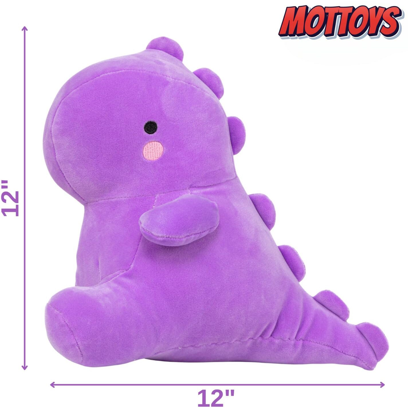 Mottoys Dinosaur Plush Toys - 12"" Stuffed Plushies - Soft Pillow For Home Decorations - Hugging Figures For Boys And Girls - Cute Animal Toys For Fans - Ideal Sleep And Play Companion (Purple)