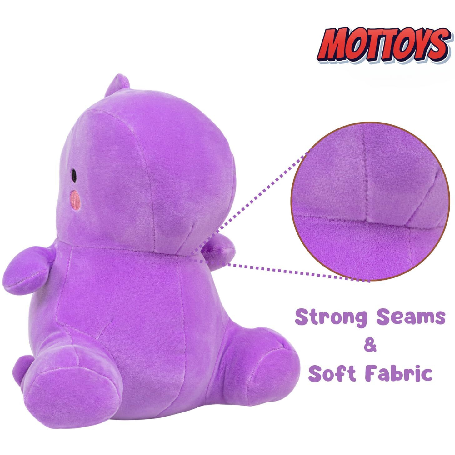 Mottoys Dinosaur Plush Toys - 12"" Stuffed Plushies - Soft Pillow For Home Decorations - Hugging Figures For Boys And Girls - Cute Animal Toys For Fans - Ideal Sleep And Play Companion (Purple)