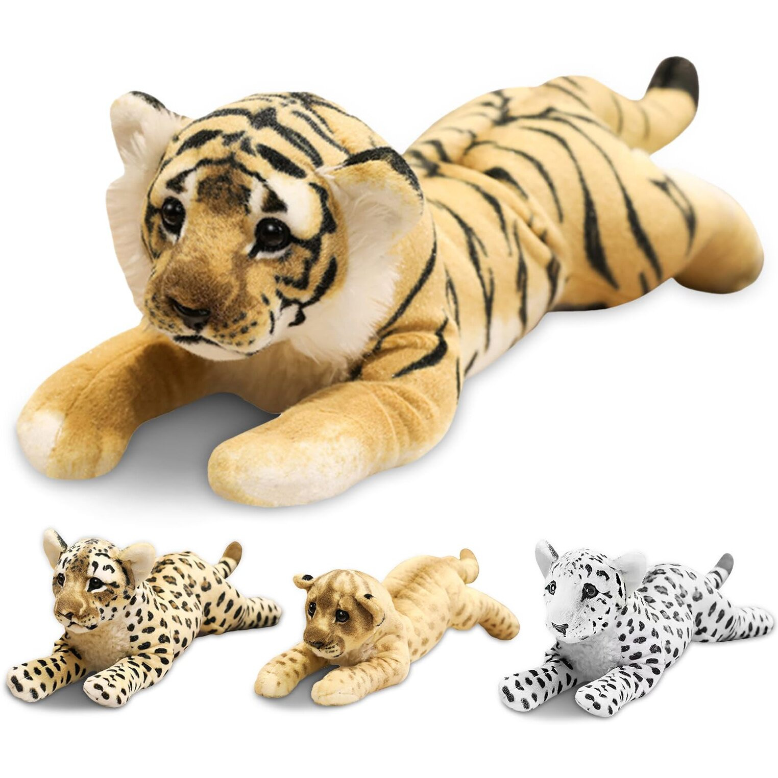 Vyusit Tiger Stuffed Animal Large Stuffed Tiger Plush Jungle Stuffed Animal Soft Baby Plush Tiger Stuffy Simulation Cute Plushie Toys Birthday Gifts For Kids Boys 16""