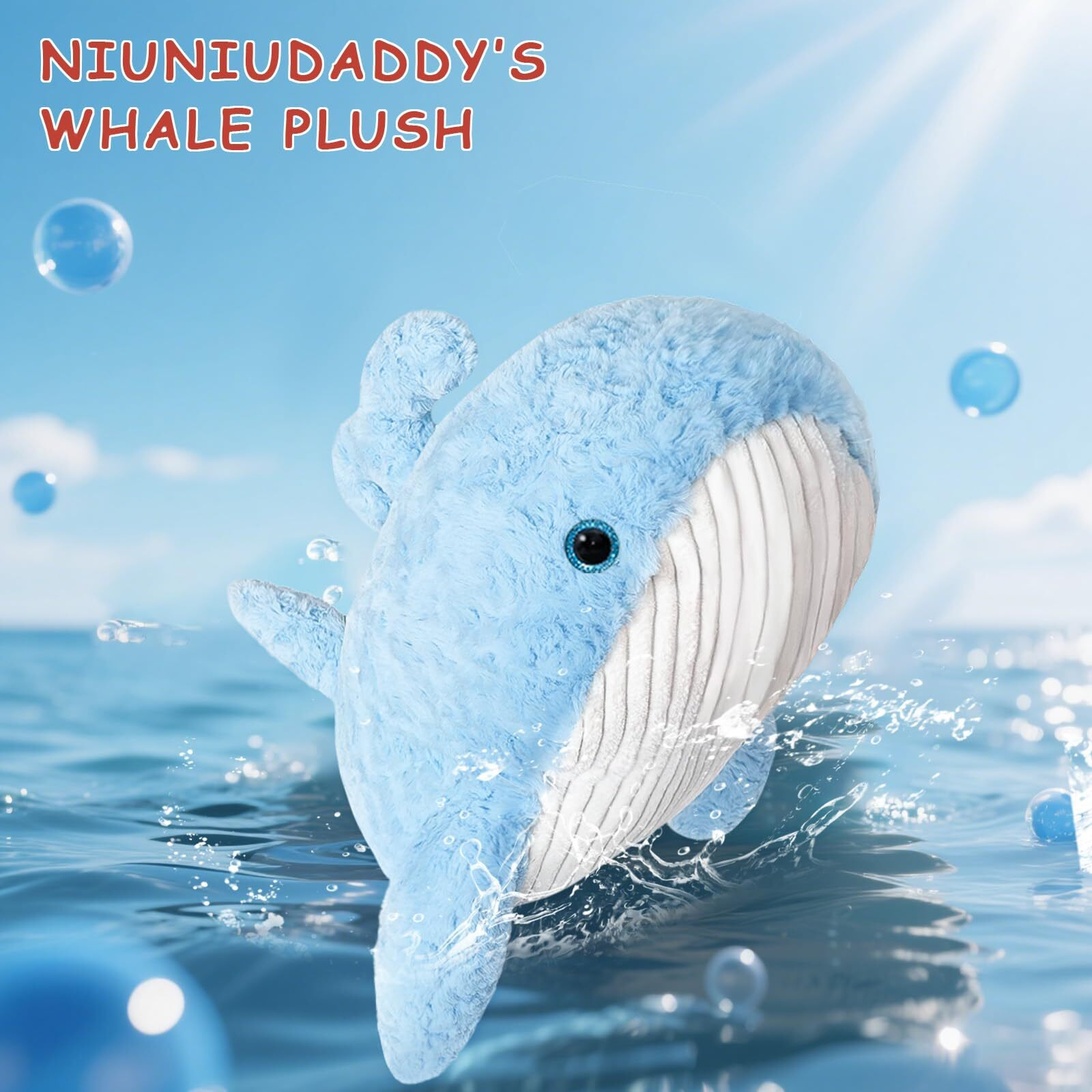 Niuniu Daddy 23"" | 3.3 Pound Whale Weighted Stuffed Animals For Kids Adults, Whale Weighted Plush Lap Animals Plush Toy For Toddler Teens, Large Stuffy Pillow For Presents Birthday Christmas Holiday