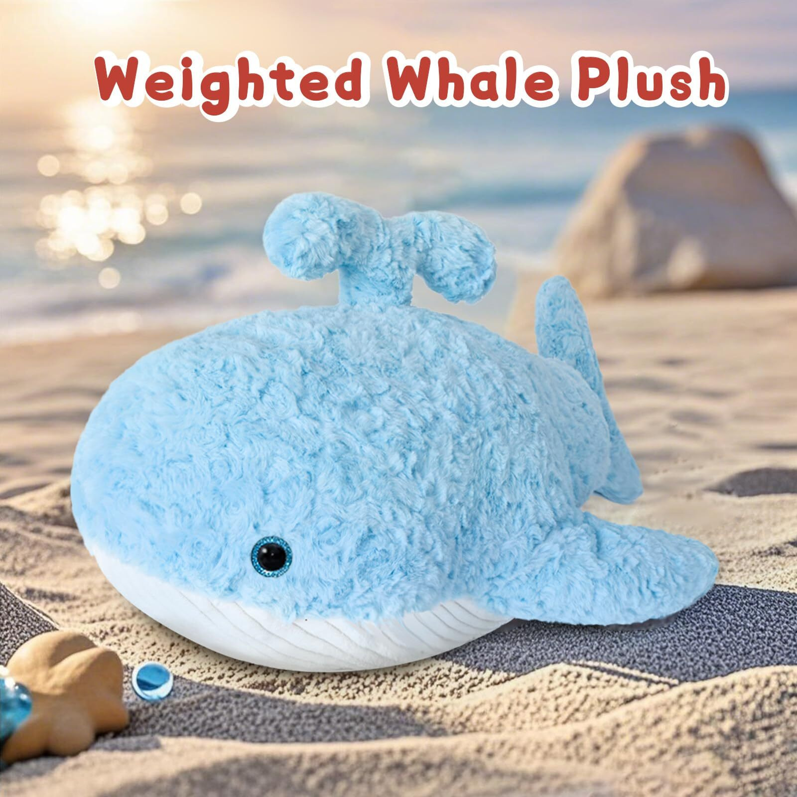 Niuniu Daddy 23"" | 3.3 Pound Whale Weighted Stuffed Animals For Kids Adults, Whale Weighted Plush Lap Animals Plush Toy For Toddler Teens, Large Stuffy Pillow For Presents Birthday Christmas Holiday