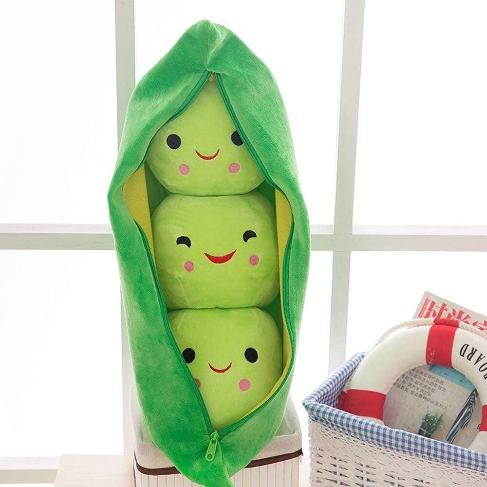 Giant Peas In A Pod Plush Toy Pea Pod Pillow Cute Pea Stuffed Toys Plant Doll Various Sizes (Green Beans,27.5''/70Cm)