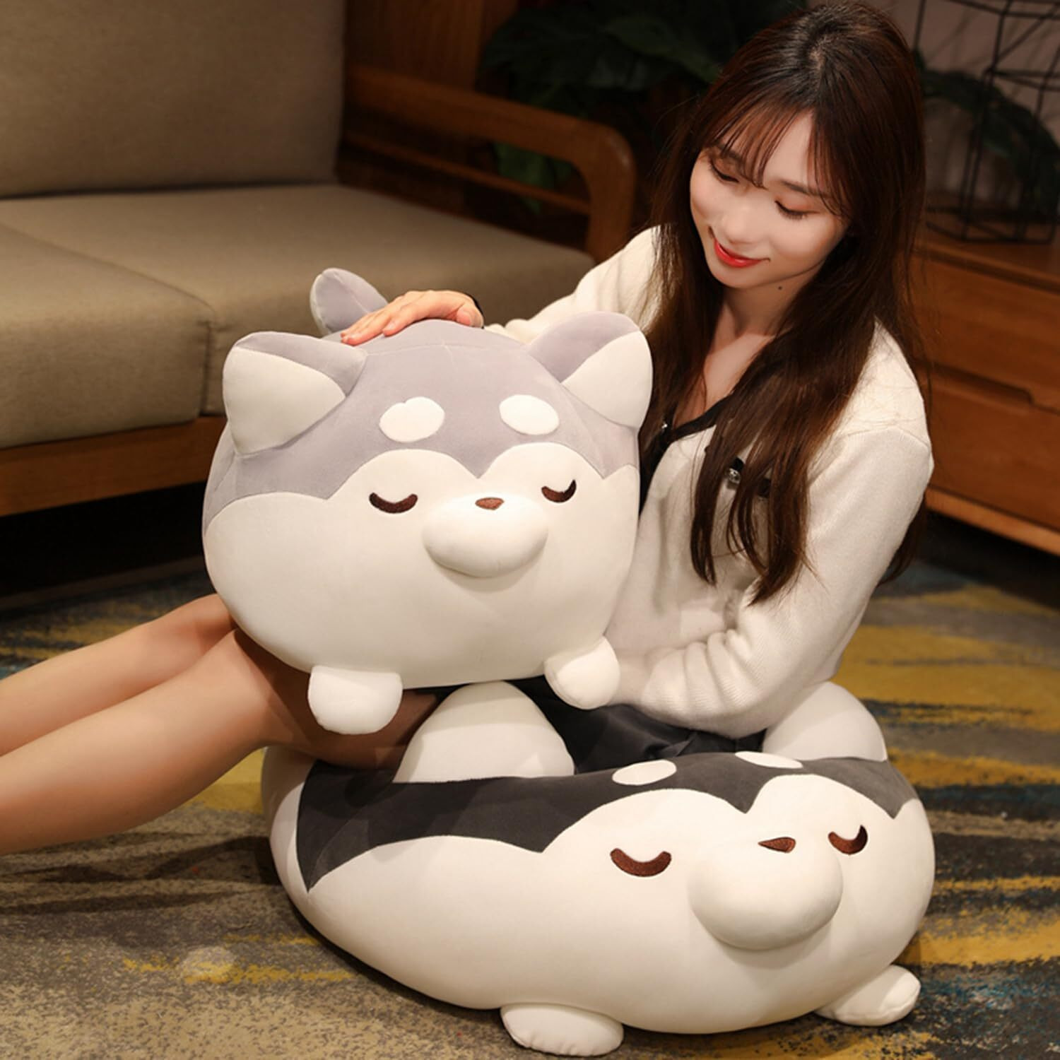 Tongsong Plush Husky Stuffed Animal - Hugging Pillow & Cuddly Dog Toy, Perfect For Kids & Lovers, Available In Gray, 16 Inch