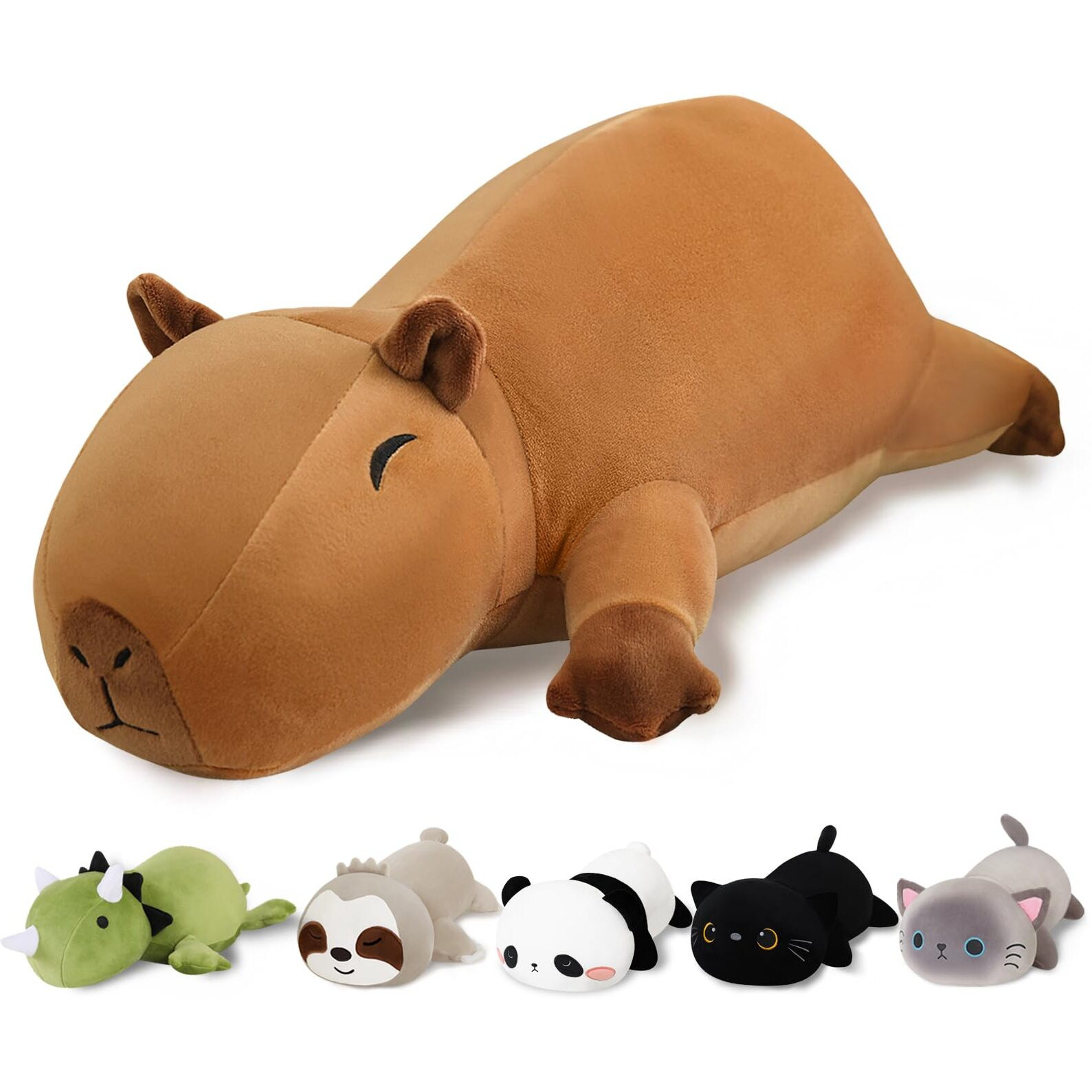 Finebee Weighted Capybara Stuffed Animals, Cute Weighted Capybara Plush, Soft Stuffed Weighted Plushie Pillow Gifts For Girls Boys(9.8"" 0.8Lbs)