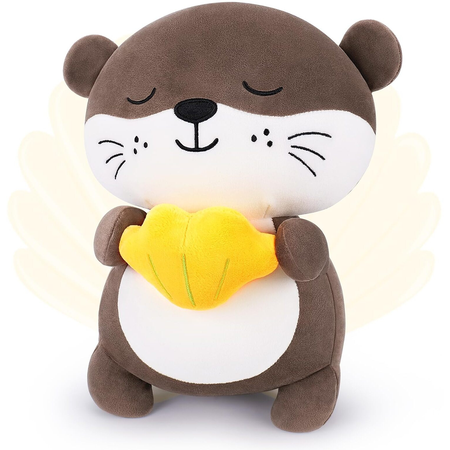 Achwishap Otter Stuffed Animal,Soft Otter Plush-14    Kawaii Birthday Gifts For Kids,Cute Plushies Animal Plush Toys Cuddle Pillow For Girls Boys Adults,Yellow Shell Plushies,Brown