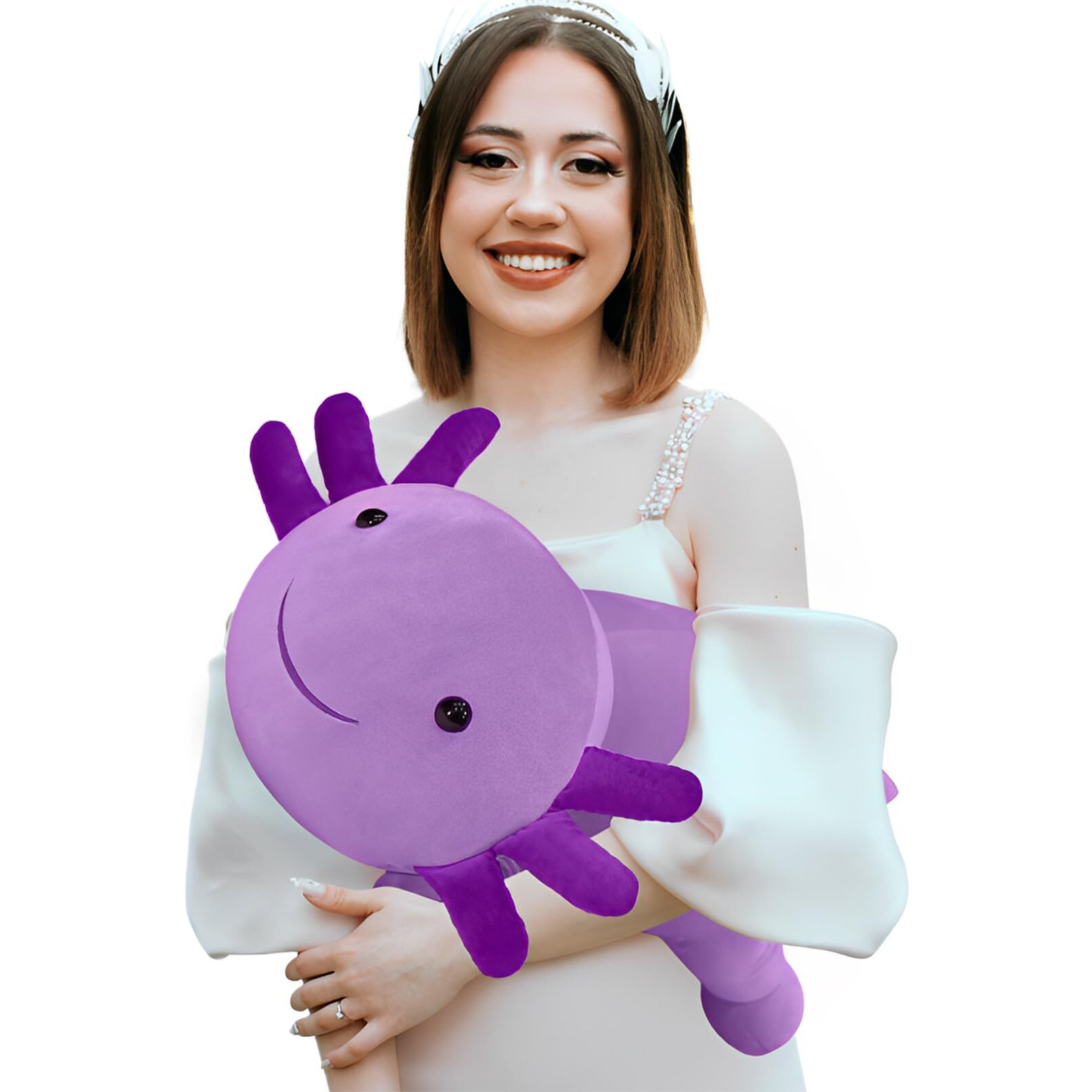 Janclf Axolotl Stuffed Animal Plush Toy,Cute Soft Salamander Plush Pillow,Kawaii Plushies Doll Toy For Kids (Purple,23 Inch)