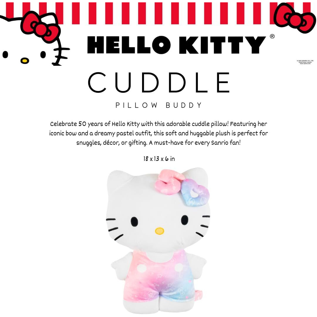 Collectibles Hello Kitty 50Th Bedding Super Soft Cozy Decorative Cuddle Pillow, (Officially Licensed Product) By Franco