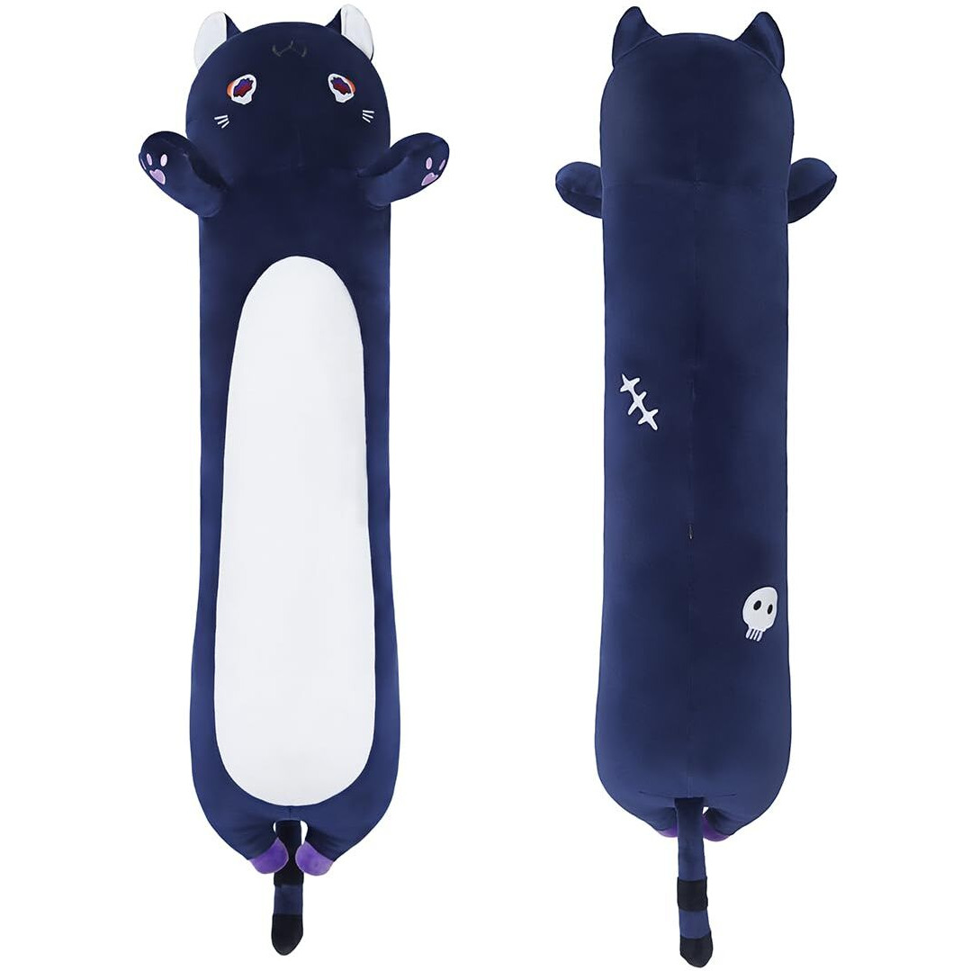 Yeqivo Cat Plush Body Pillow, Cute Cat Long Stuffed Animals Soft Cat Plushies, Purple Kitten Plush Toys For Kids Girlfriend(70Cm/27.5Inch)