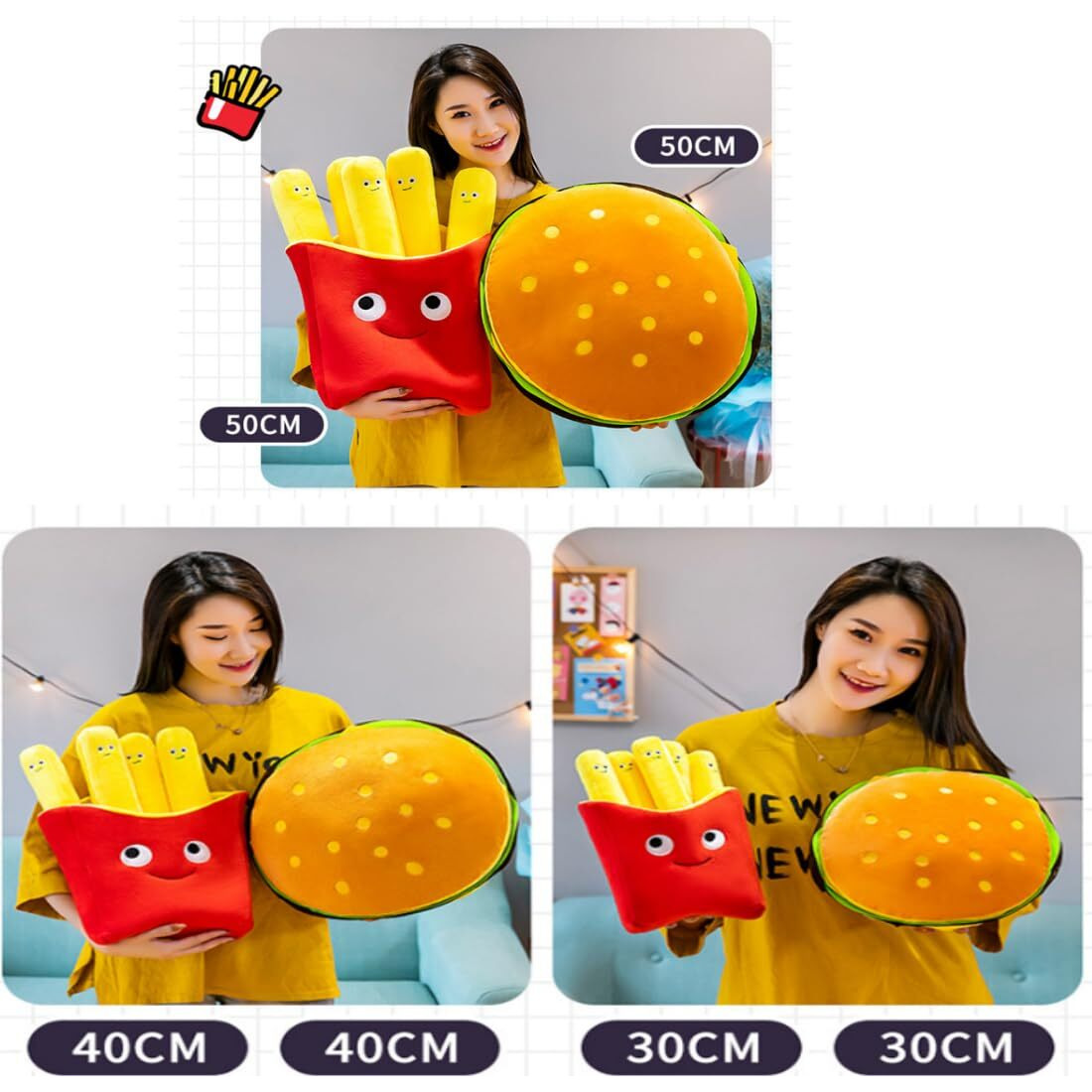 Ophrbu Hamburger Plush Pillow Funny Hamburger Bread Stuffed Pillow Soft Food Plushie Throw Pillow Stuffed Animal Toy For Kids Adults Gift Home Decor. (Hamburg, 12"")