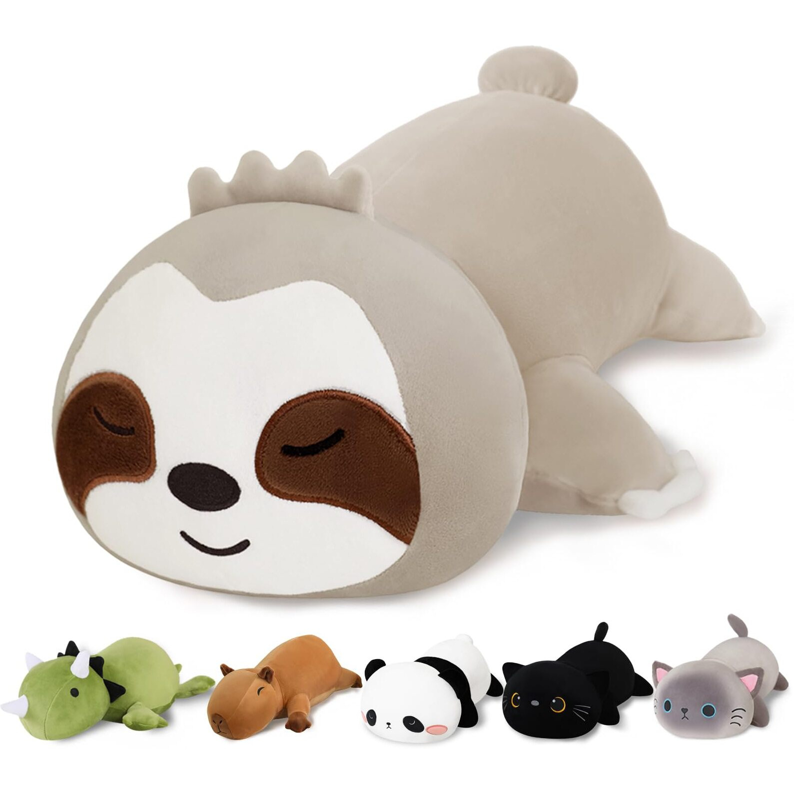 Finebee Weighted Sloth Stuffed Animals, Cute Weighted Sloth Plush, Soft Stuffed Weighted Plushie Pillow Gifts For Girls Boys(9.8"" 0.8Lbs)