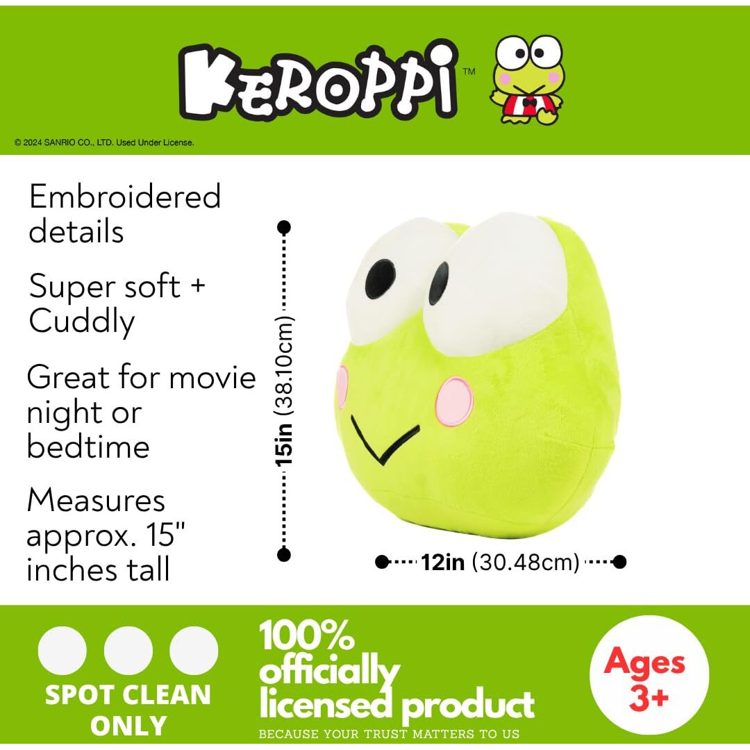 Franco Bedding Super Soft Plush Decorative Pillow, Keroppi Smiles